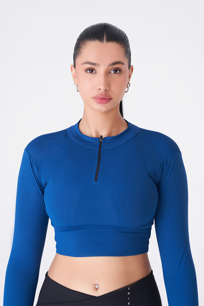 Sporty and Stylish Crayan Blue Zipper Top