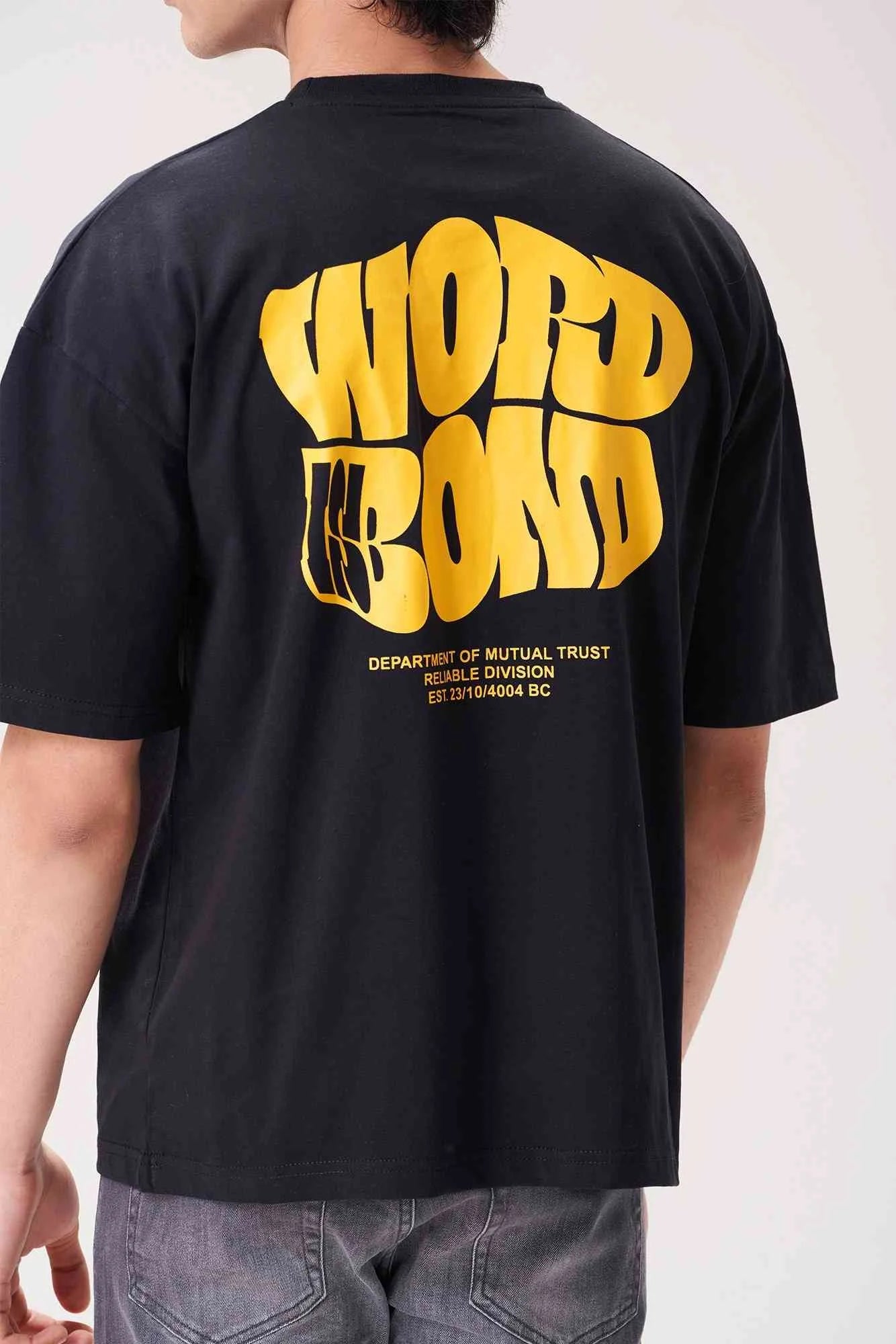 Men's Black WORD IS BOND Printed T-Shirt