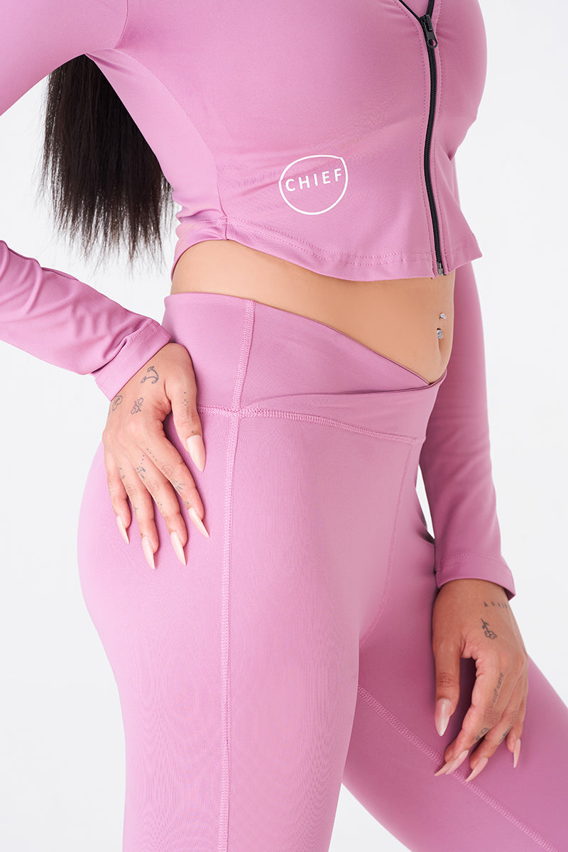 Peach Full Sleeves Zipper Top for a Sleek Gym Look