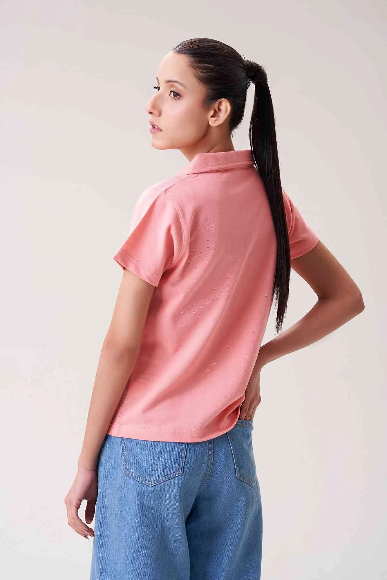 Cute and Soft Pink Collared Polo for Women
