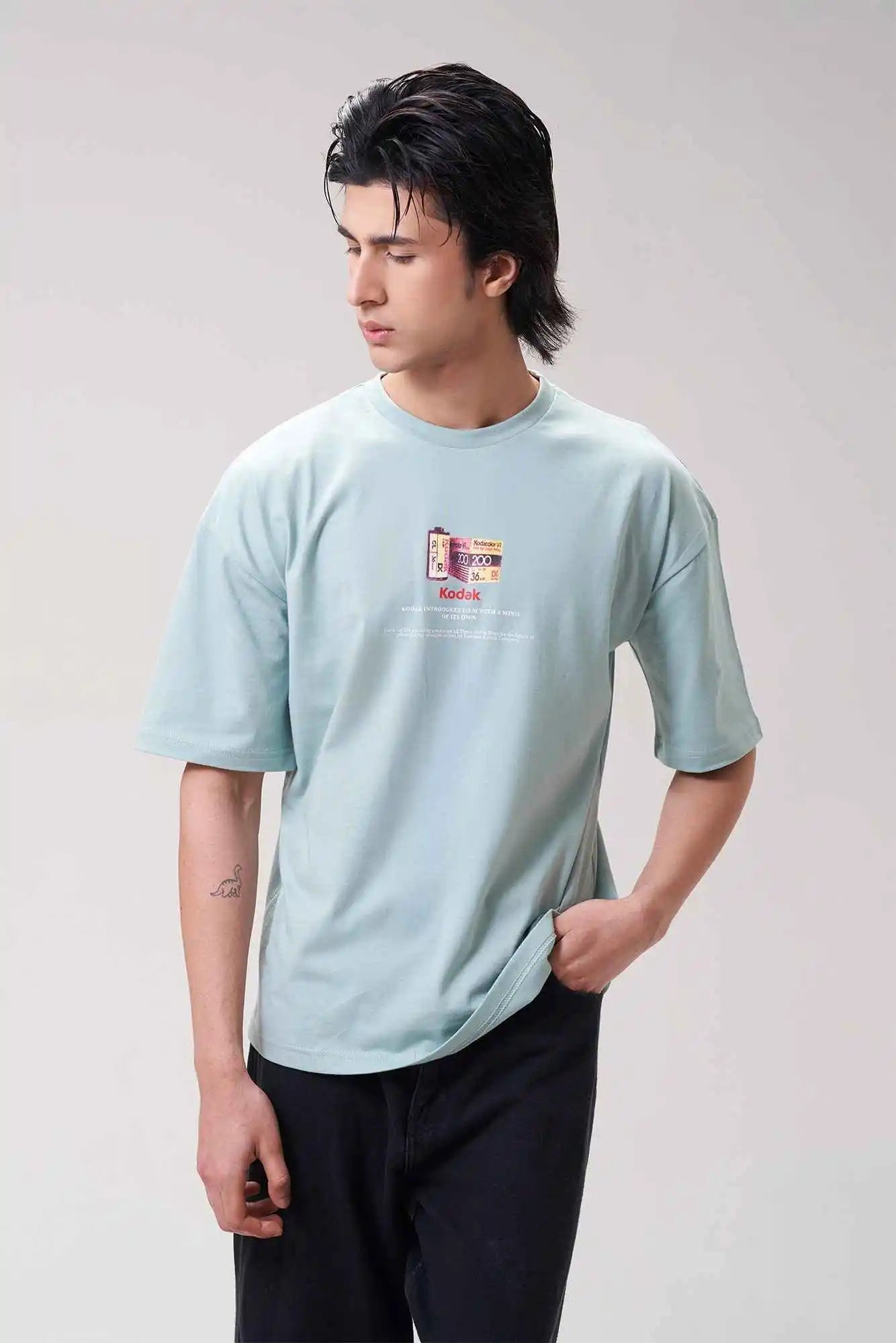 Mint Green Kodak Graphic T-Shirt for Men