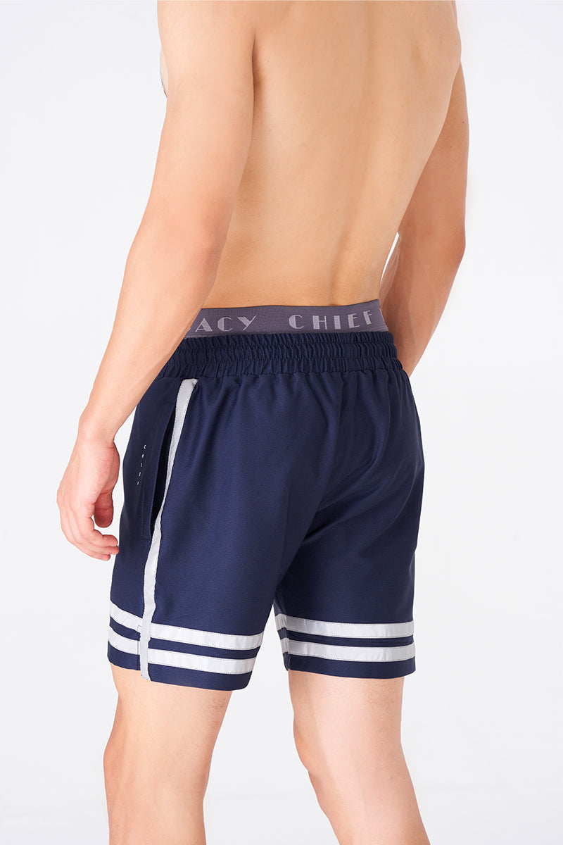Navy Striped Athletic Shorts