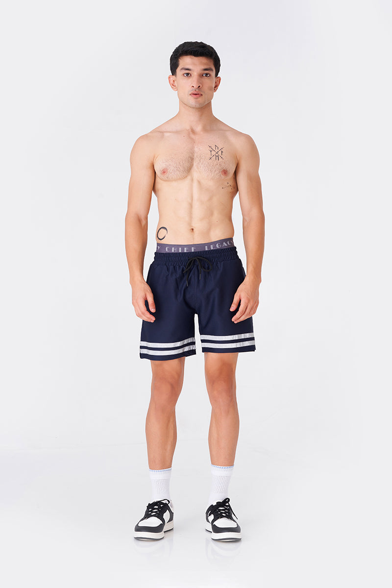 Navy Striped Athletic Shorts
