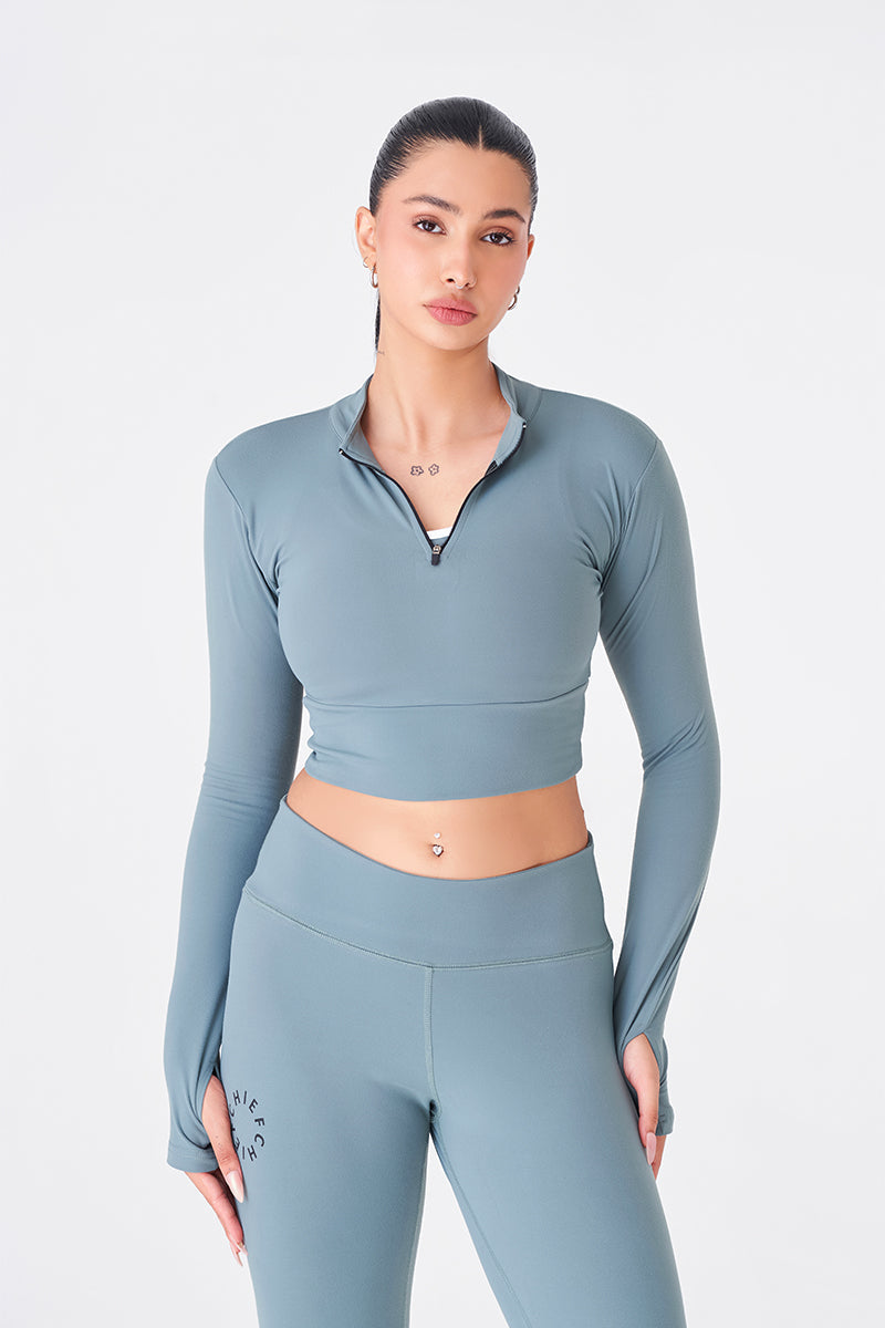 Sporty and Stylish Forest Green Zipper Top