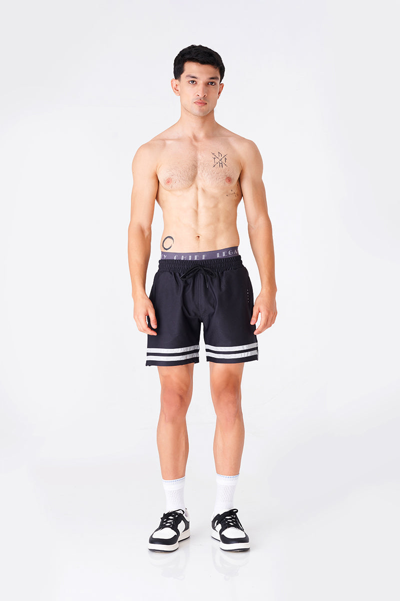 Men's Black Striped Gym Shorts