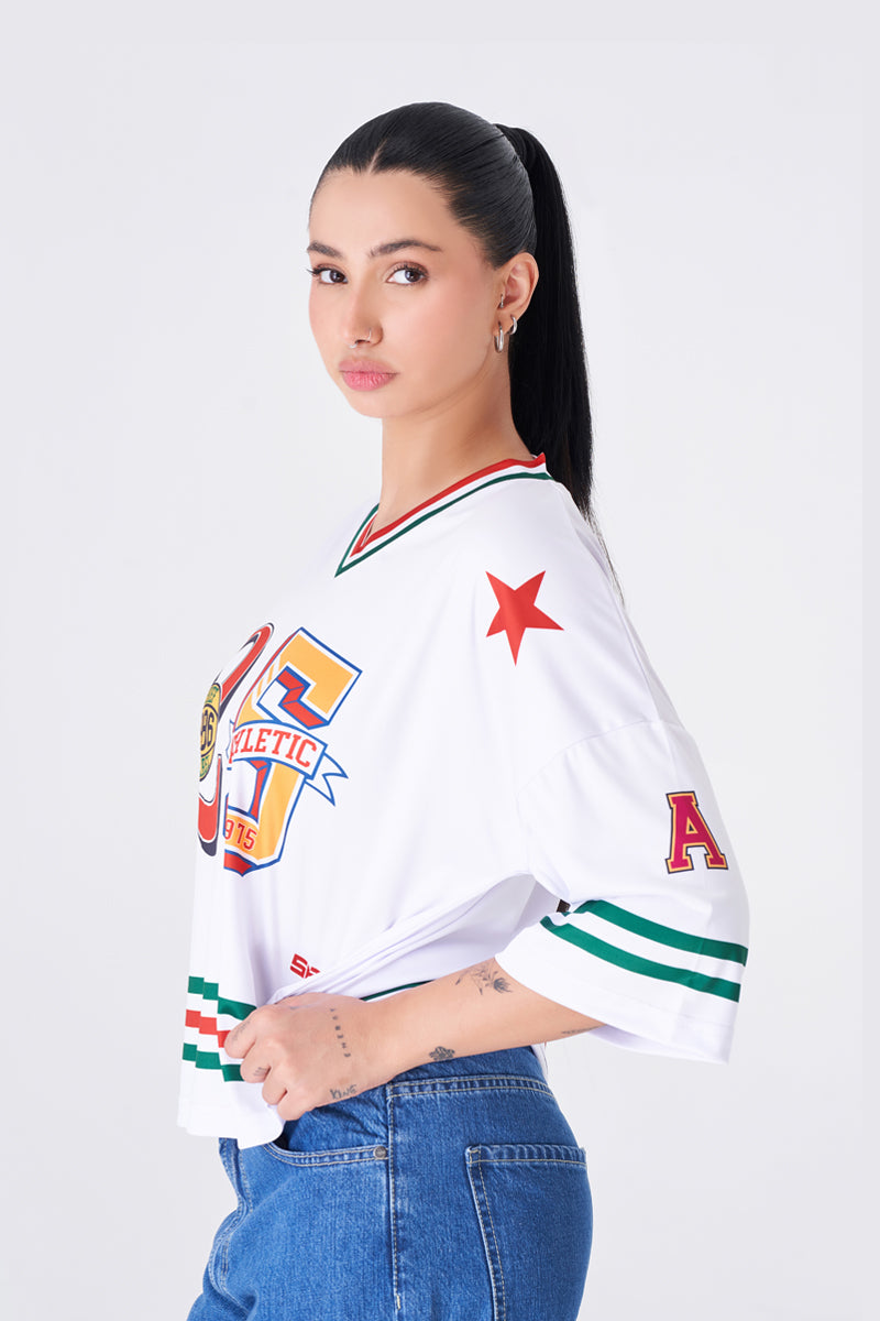 White Oversized Baggy T-Shirt with Bold Graphic