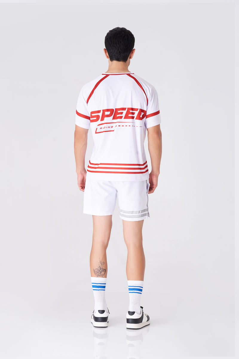 Bold White and Red Men's Sports T-Shirt