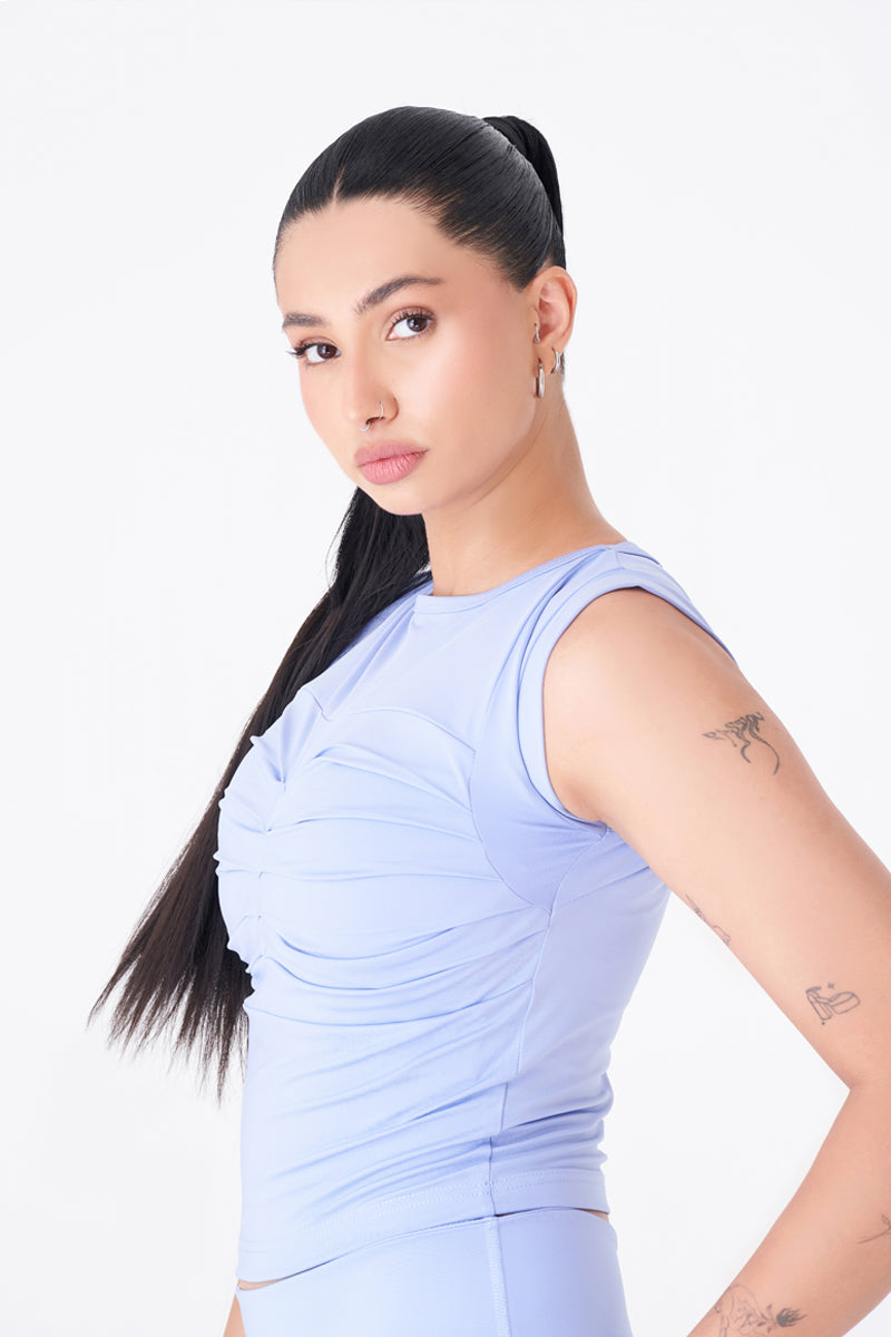 Sleek and Stylish Sky Blue Gym Top for Women