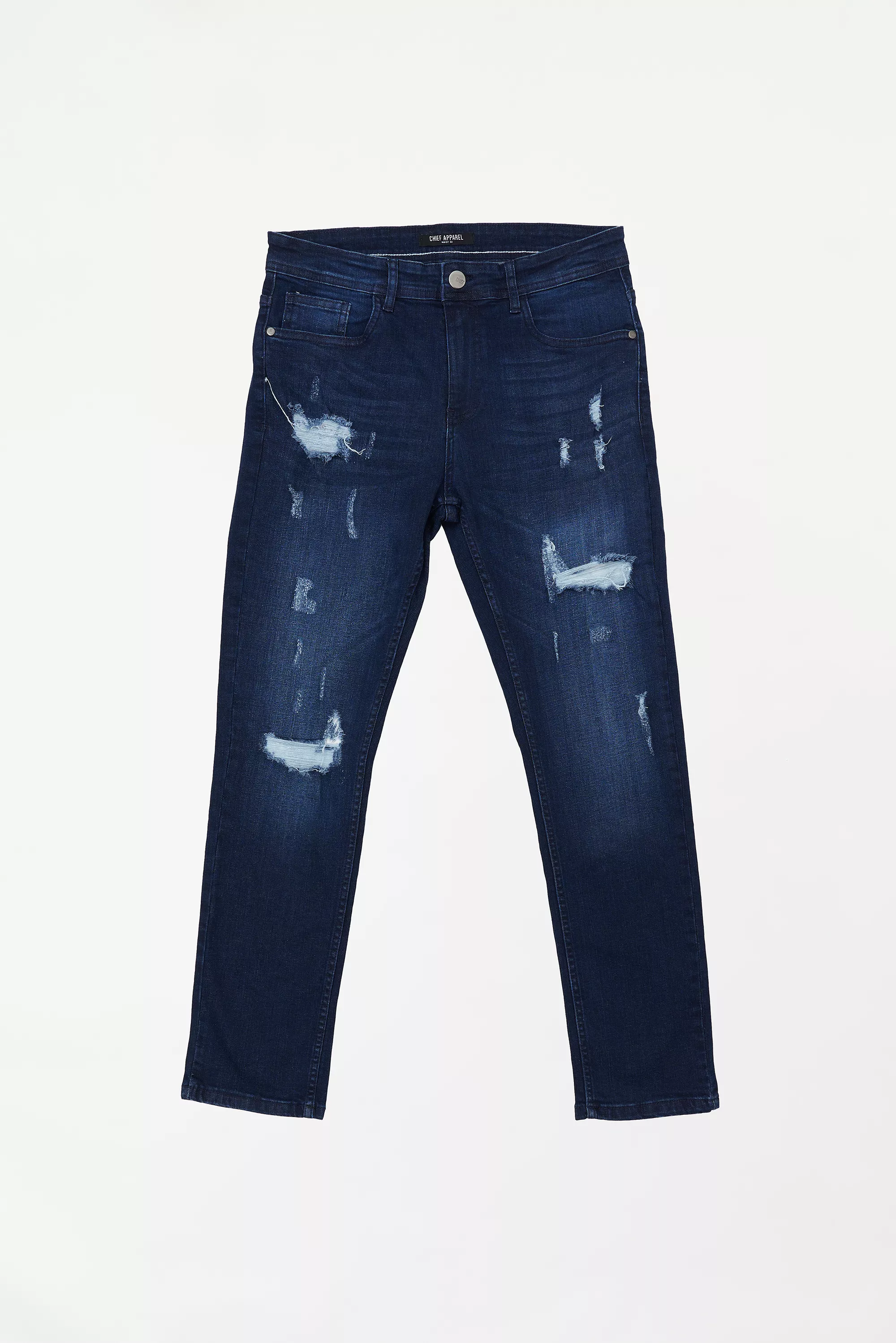 Men's Ripped Tapered Fit Blue Jeans