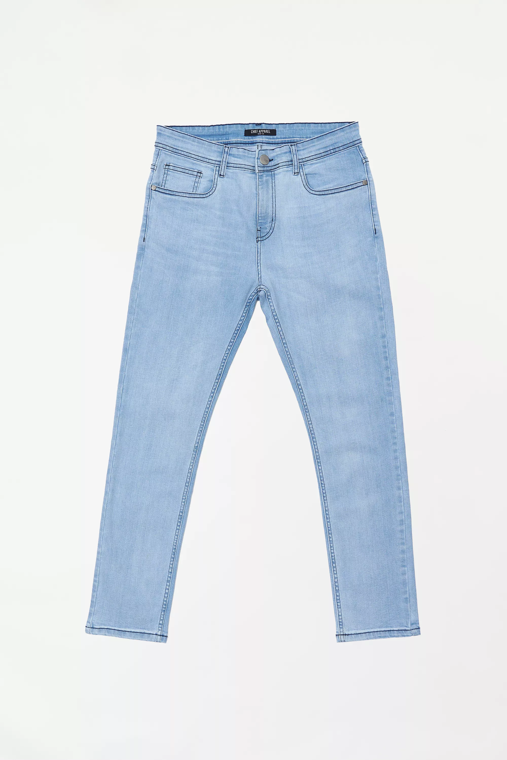 Men's Faded Tapered Fit Sky Blue Jeans