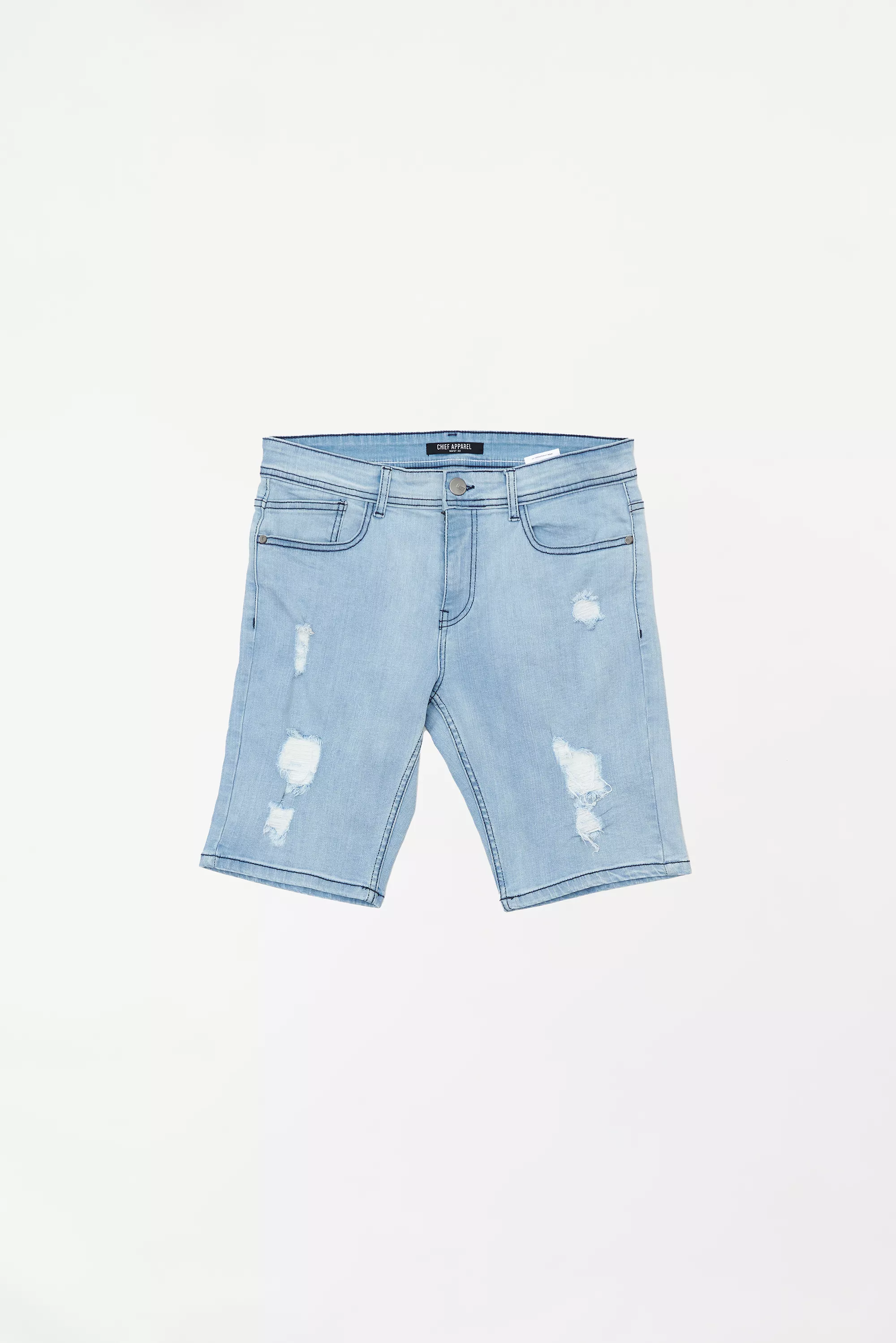 Men's Ripped Denim Shorts Sky Blue