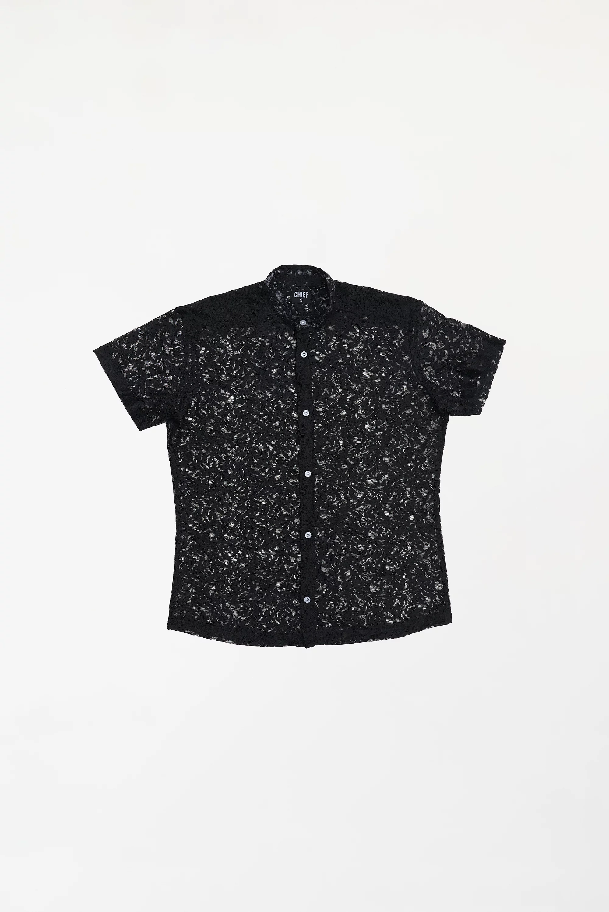 Men's Semi-Sheer Floral Shirt Black