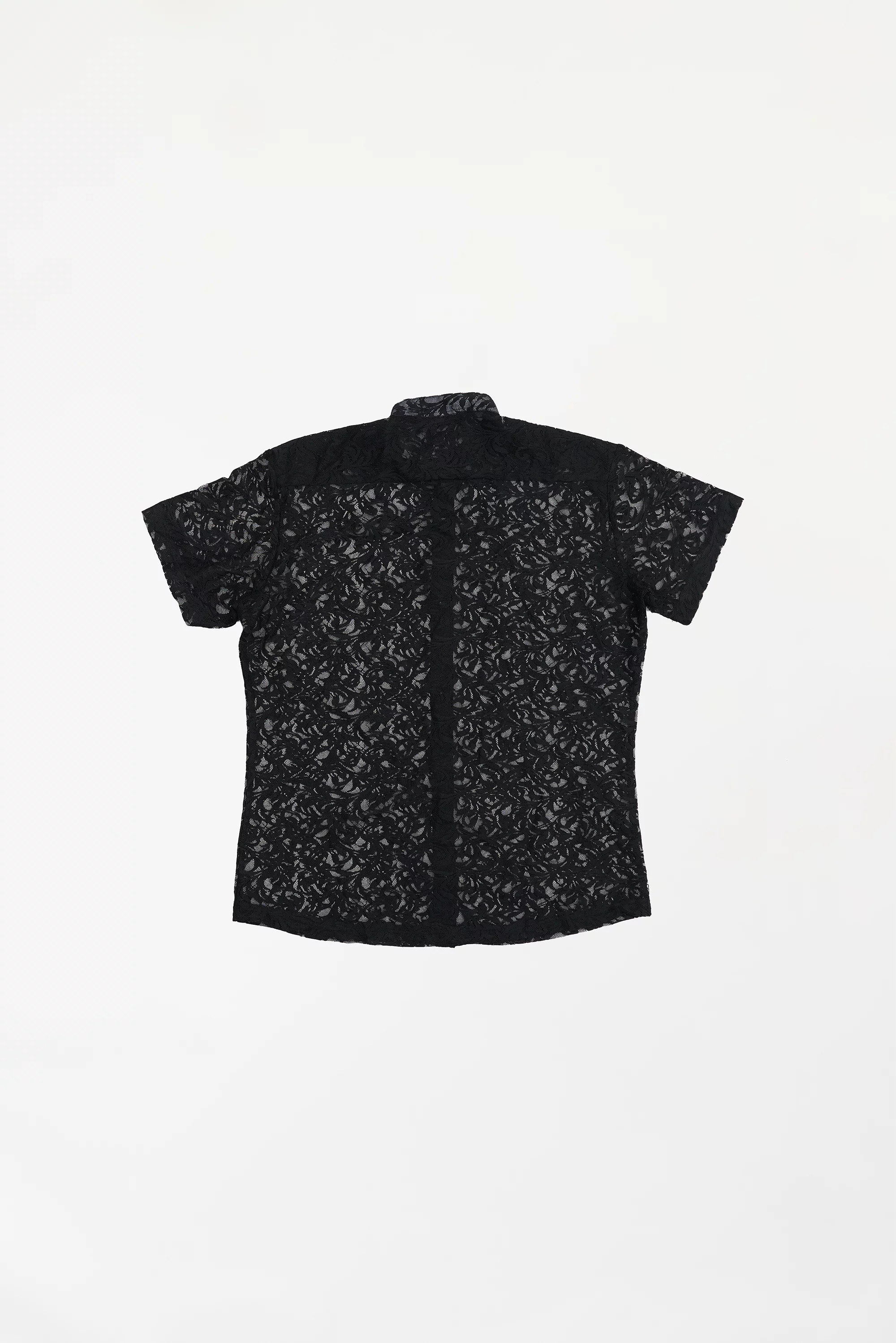 Men's Semi-Sheer Floral Shirt Black