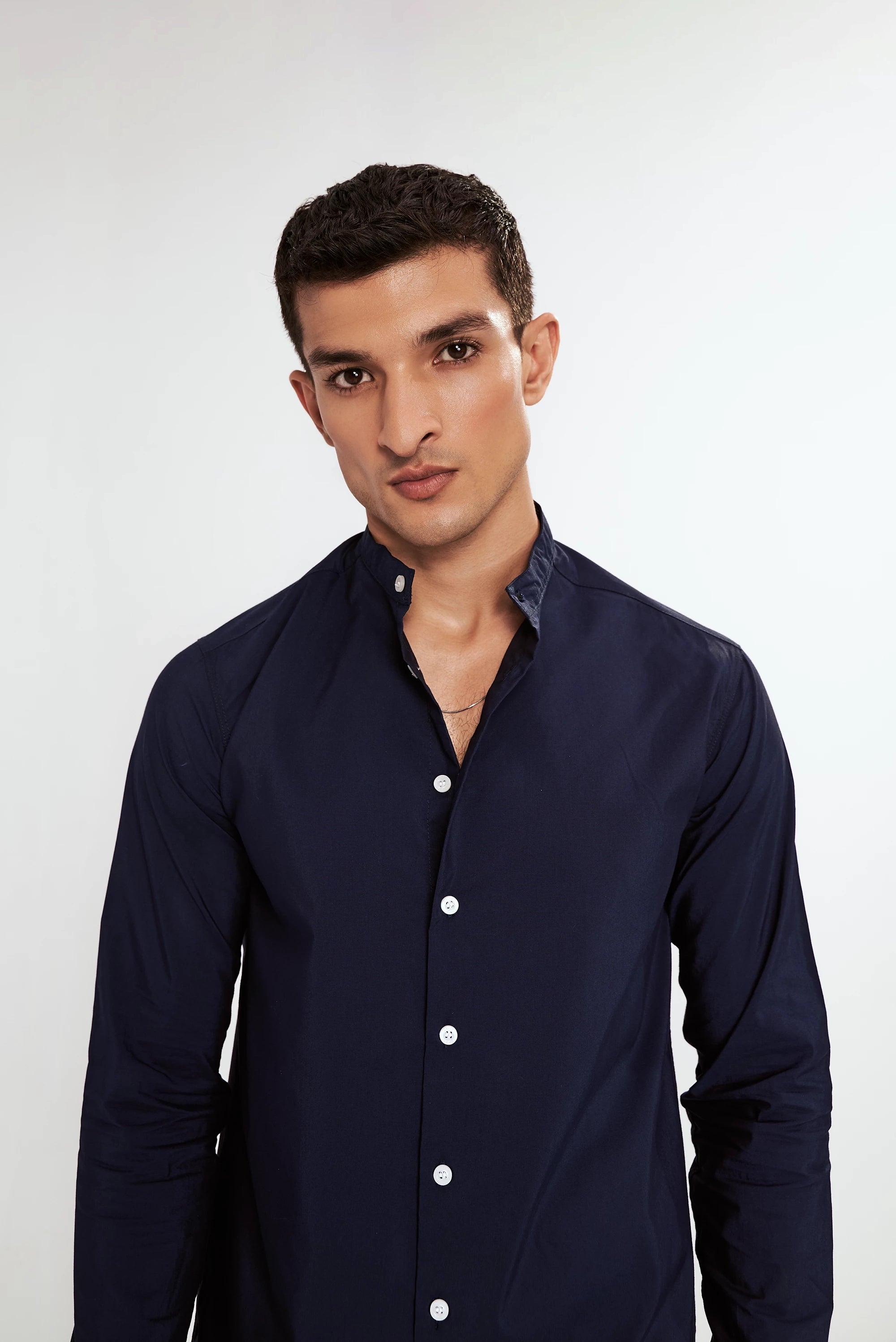 Men's Button-Up Casual Shirt Blue