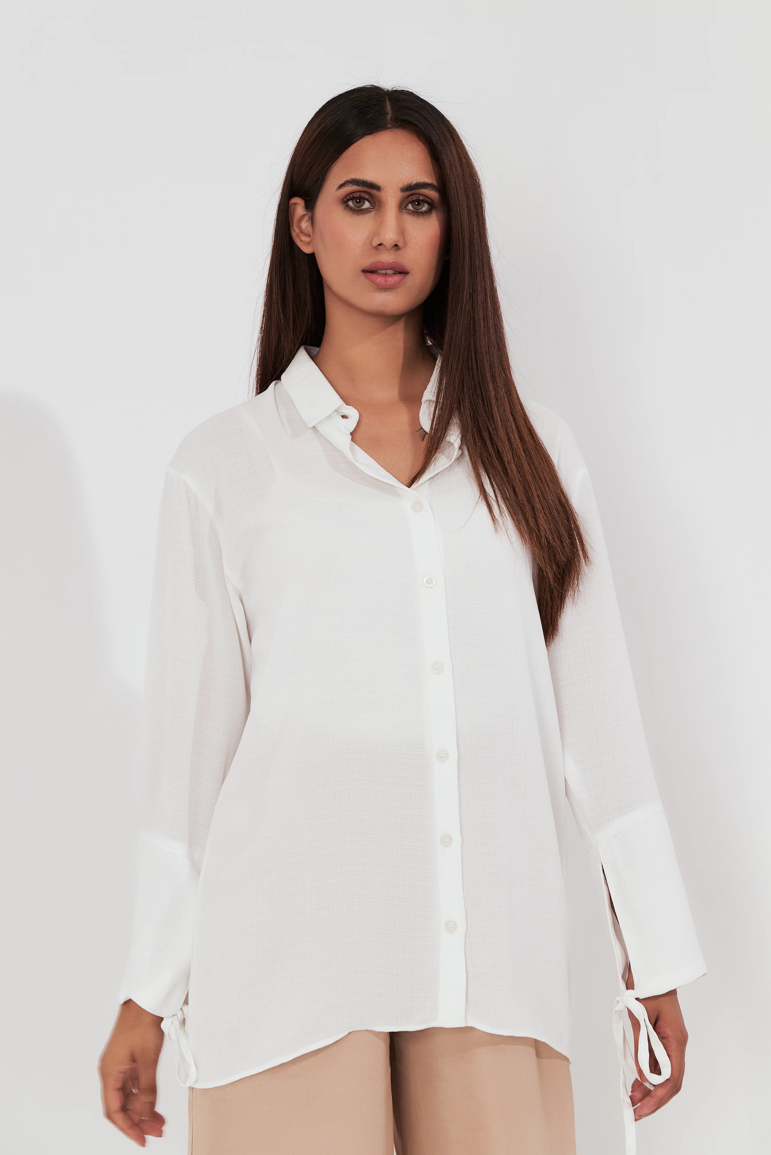 Women's Tie sleeves Shirt White