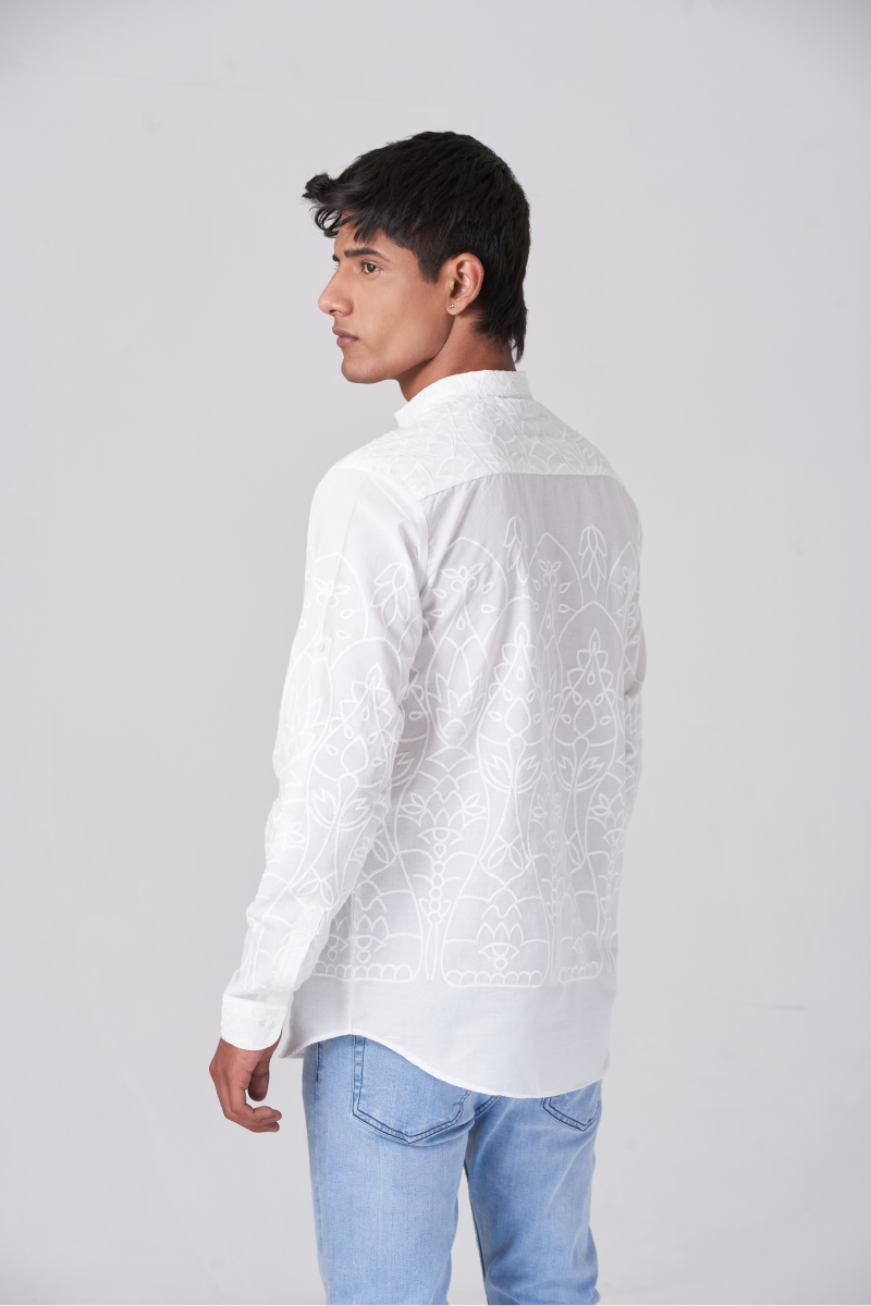 White Crochet Button Shirt