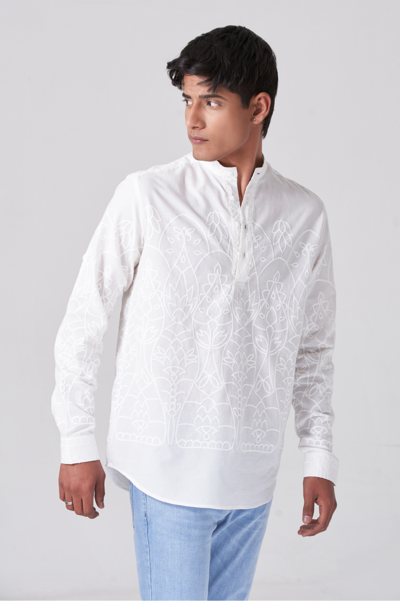 White Crochet Button Shirt