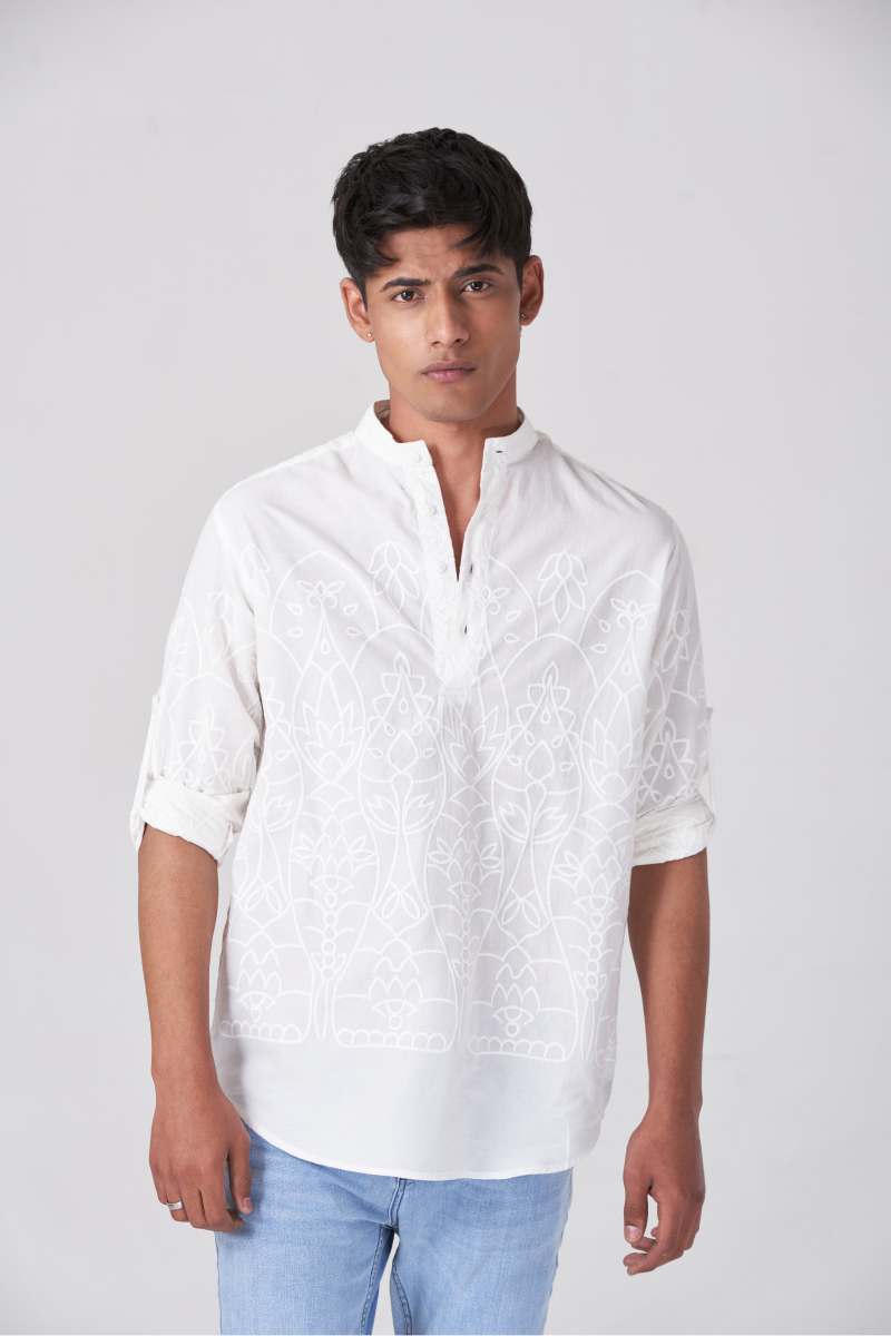 White Crochet Button Shirt