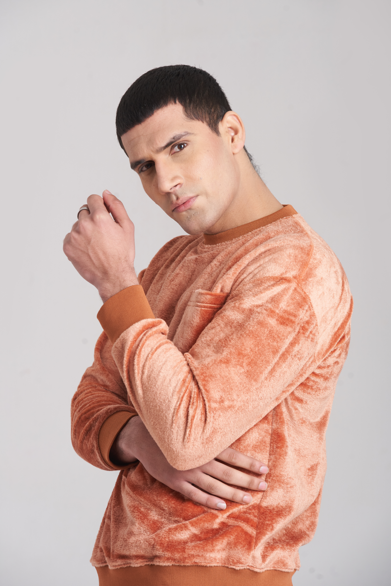 Velour Velvet TrackSuit Men - Orange Color