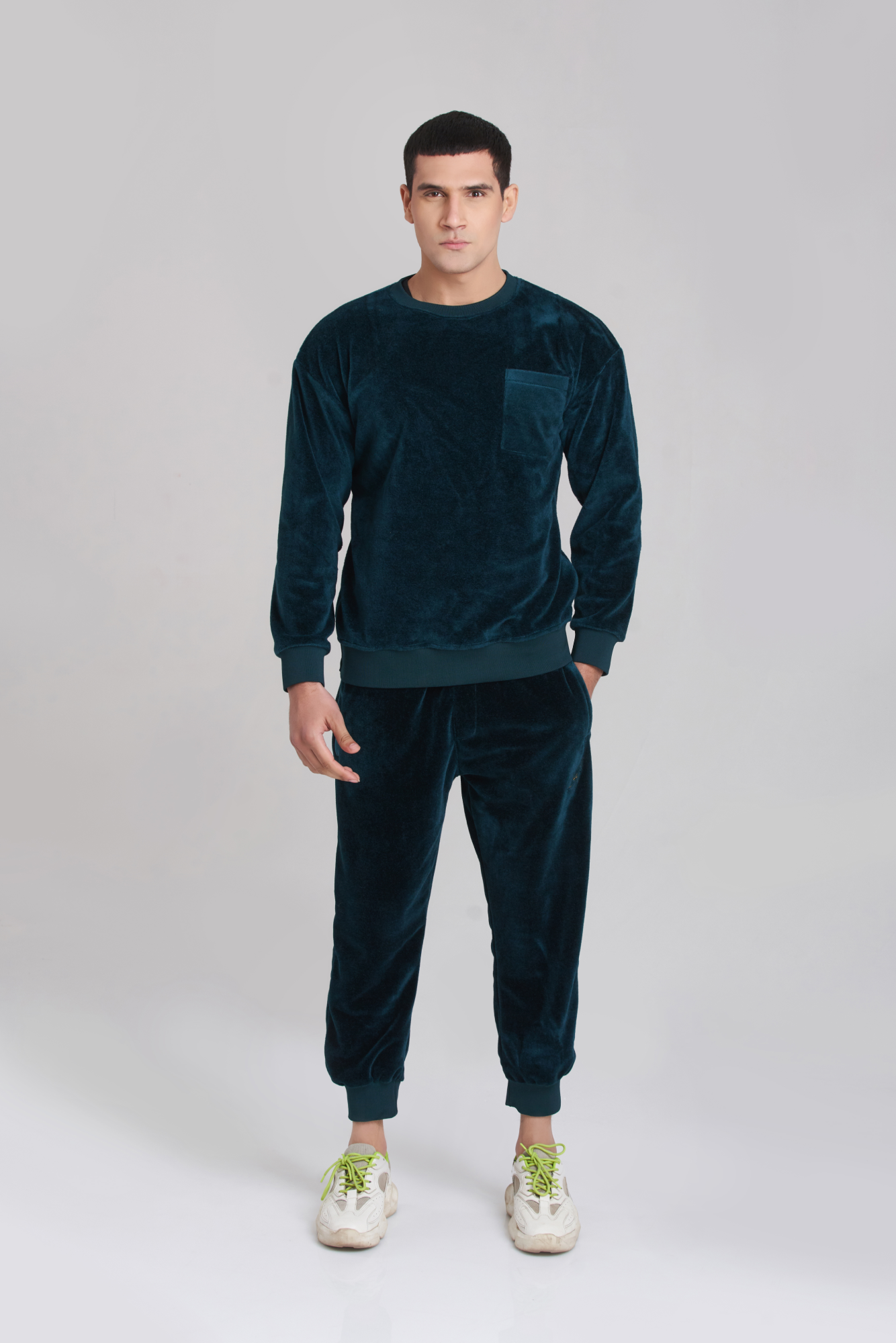 Velour Velvet TrackSuit Men Poseidon Color - Main Image