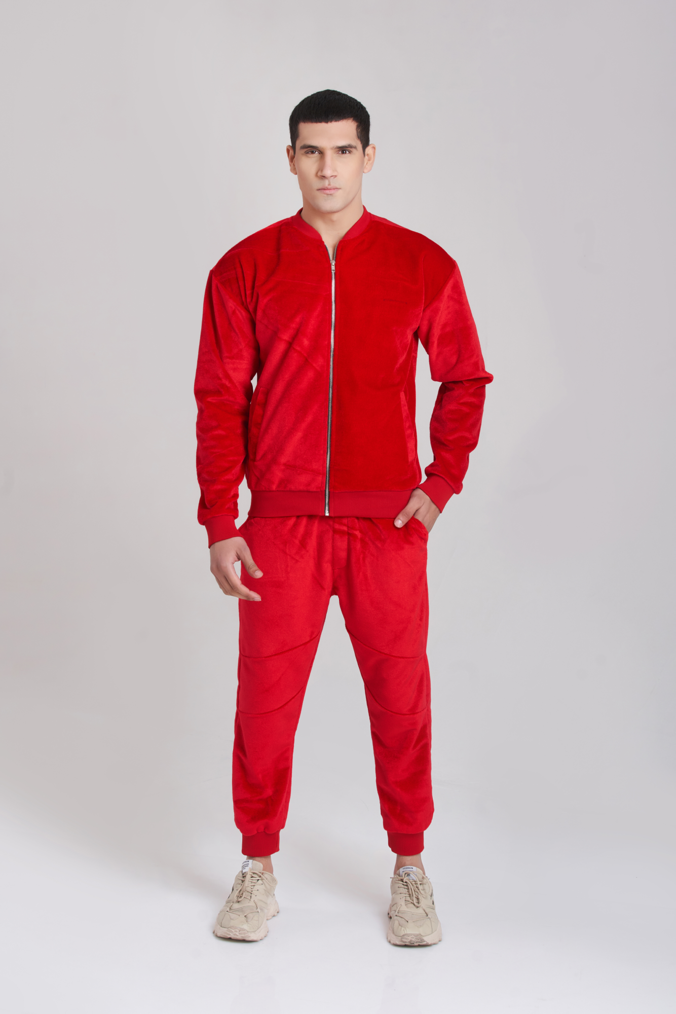 Retro Red Velvet TrackSuit - Men