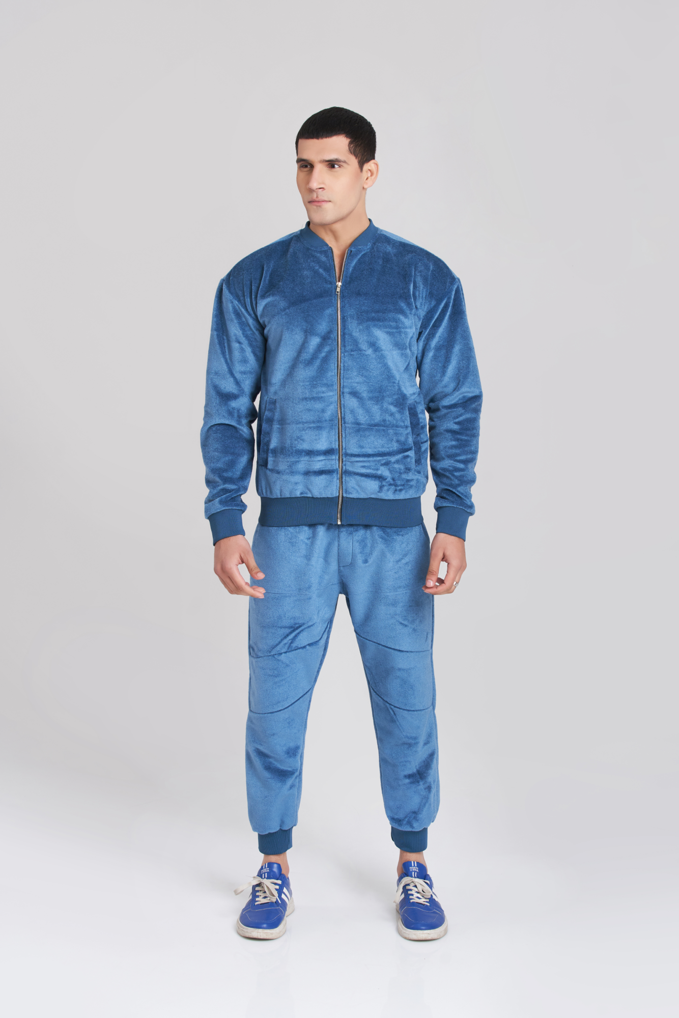 Retro Blue Velvet TrackSuit - Men