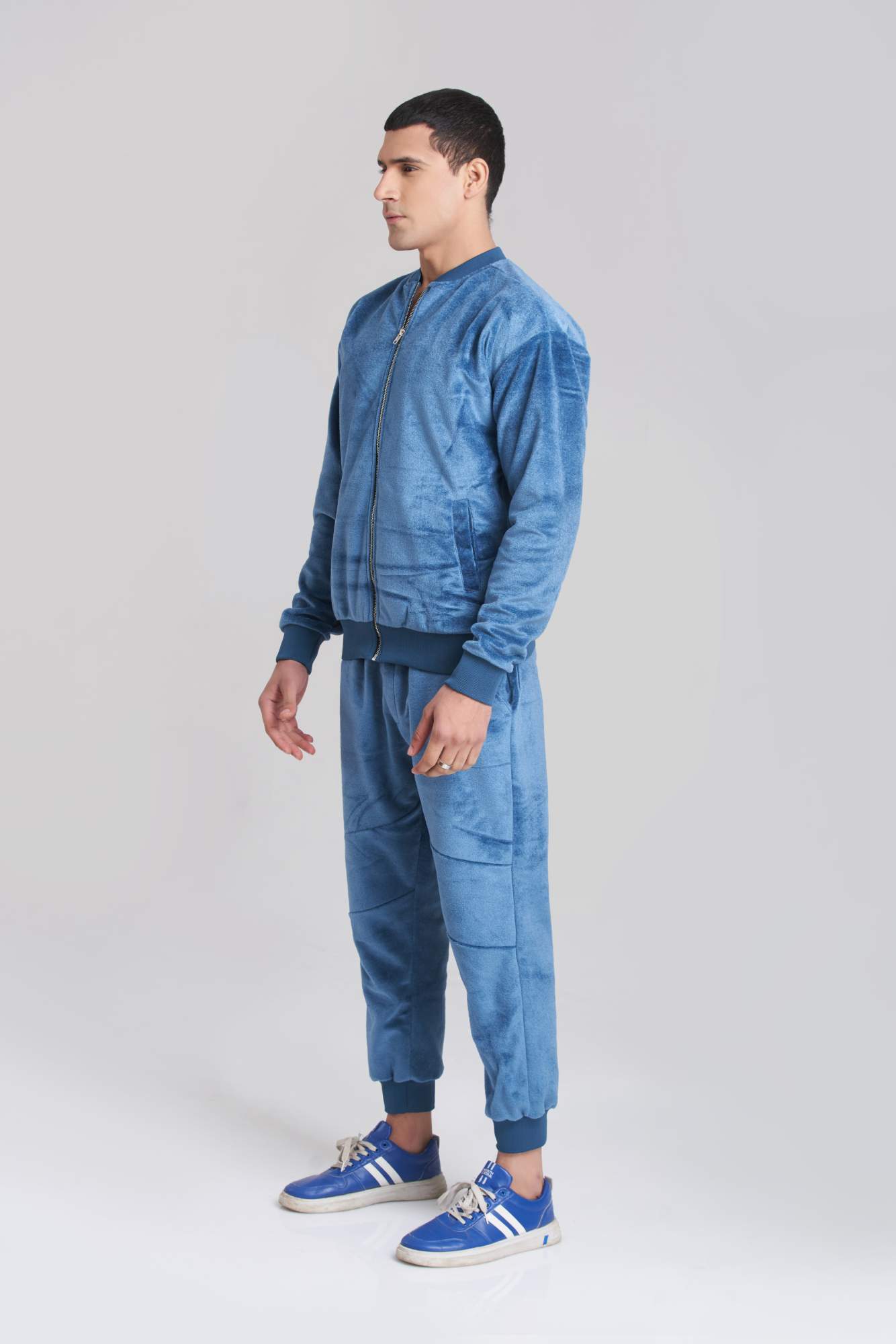 Retro Blue Velvet TrackSuit - Men