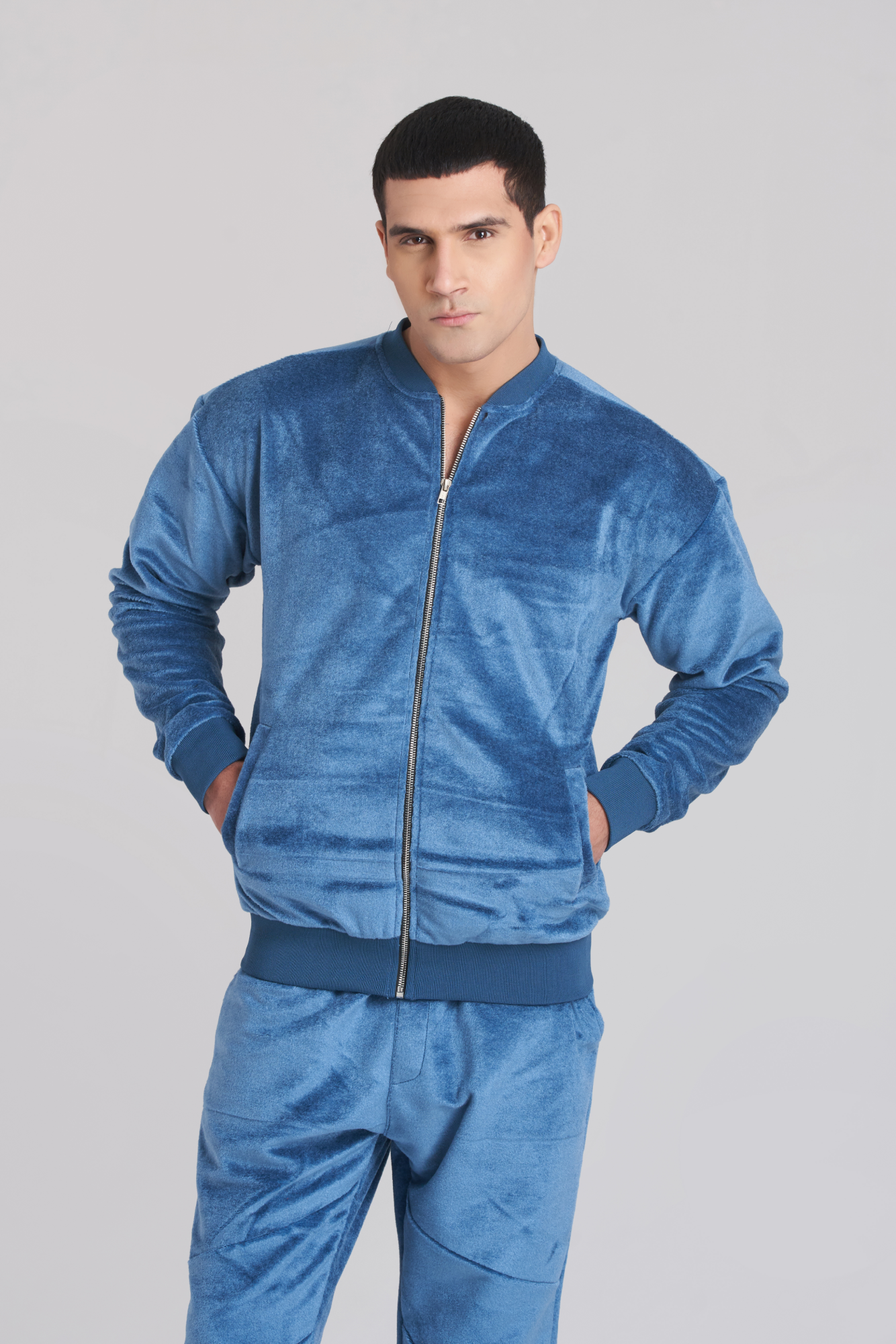Retro Blue Velvet TrackSuit - Men