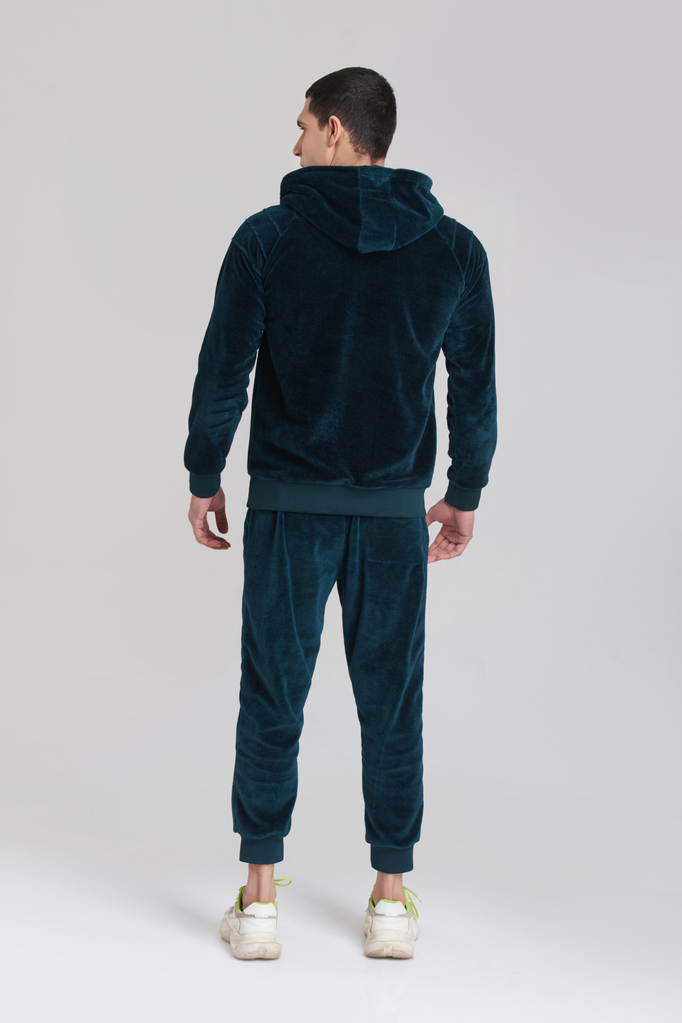 Solid Poseidon Velvet Hoody TrackSuit - Men