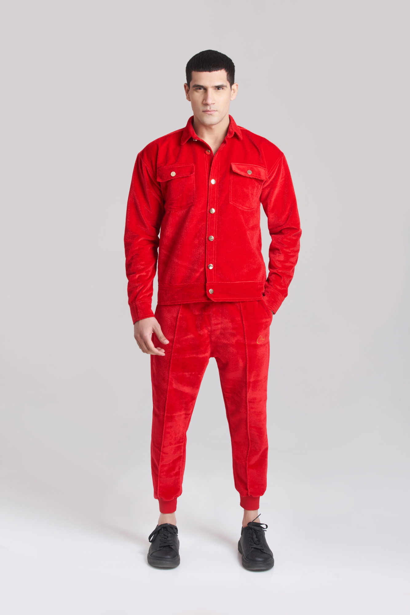 Classic Red Velvet TrackSuit Men