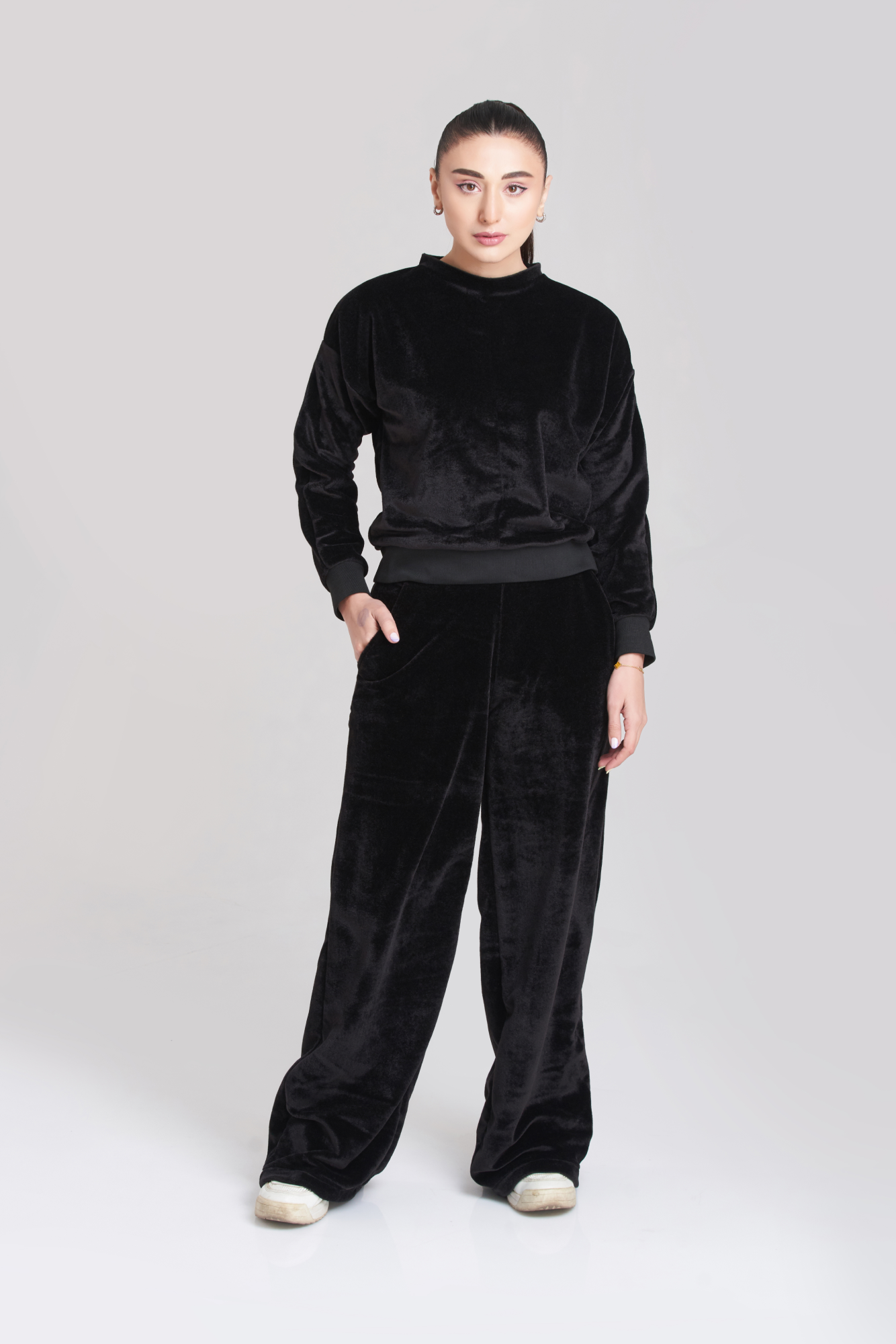 Crushed velvet tracksuit womens sales