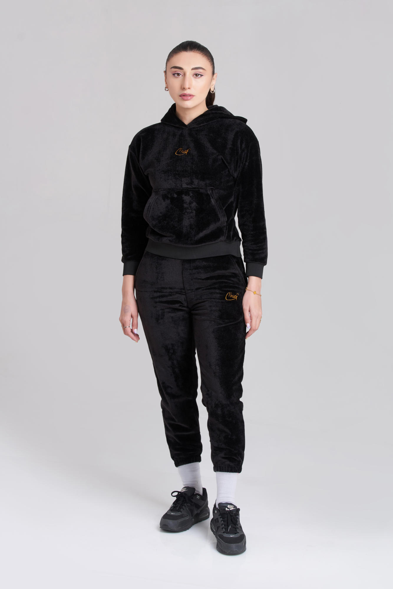 Rib Chief Velvet Hoody Tracksuit - Women