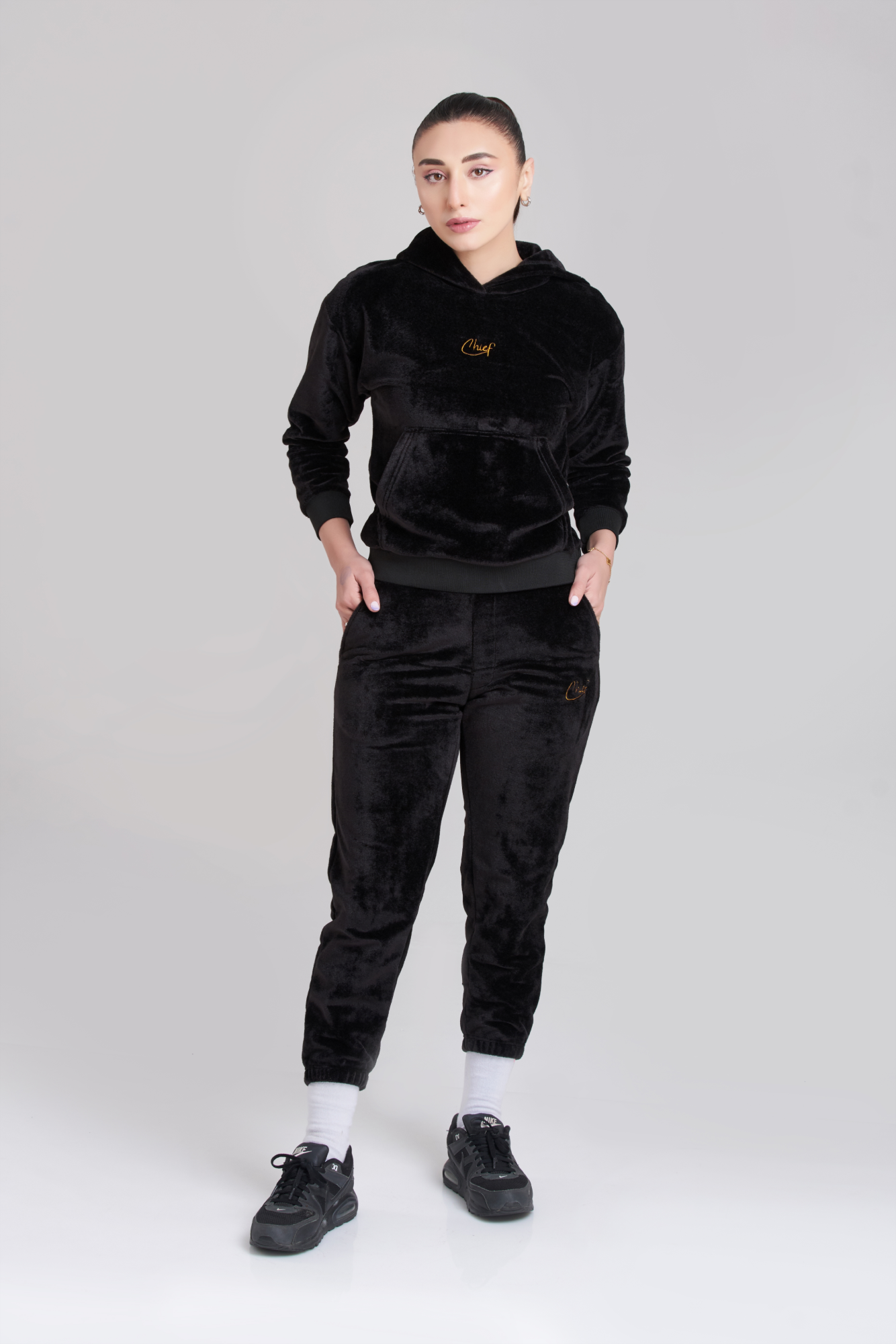 Rib Chief Velvet Hoody Tracksuit - Women