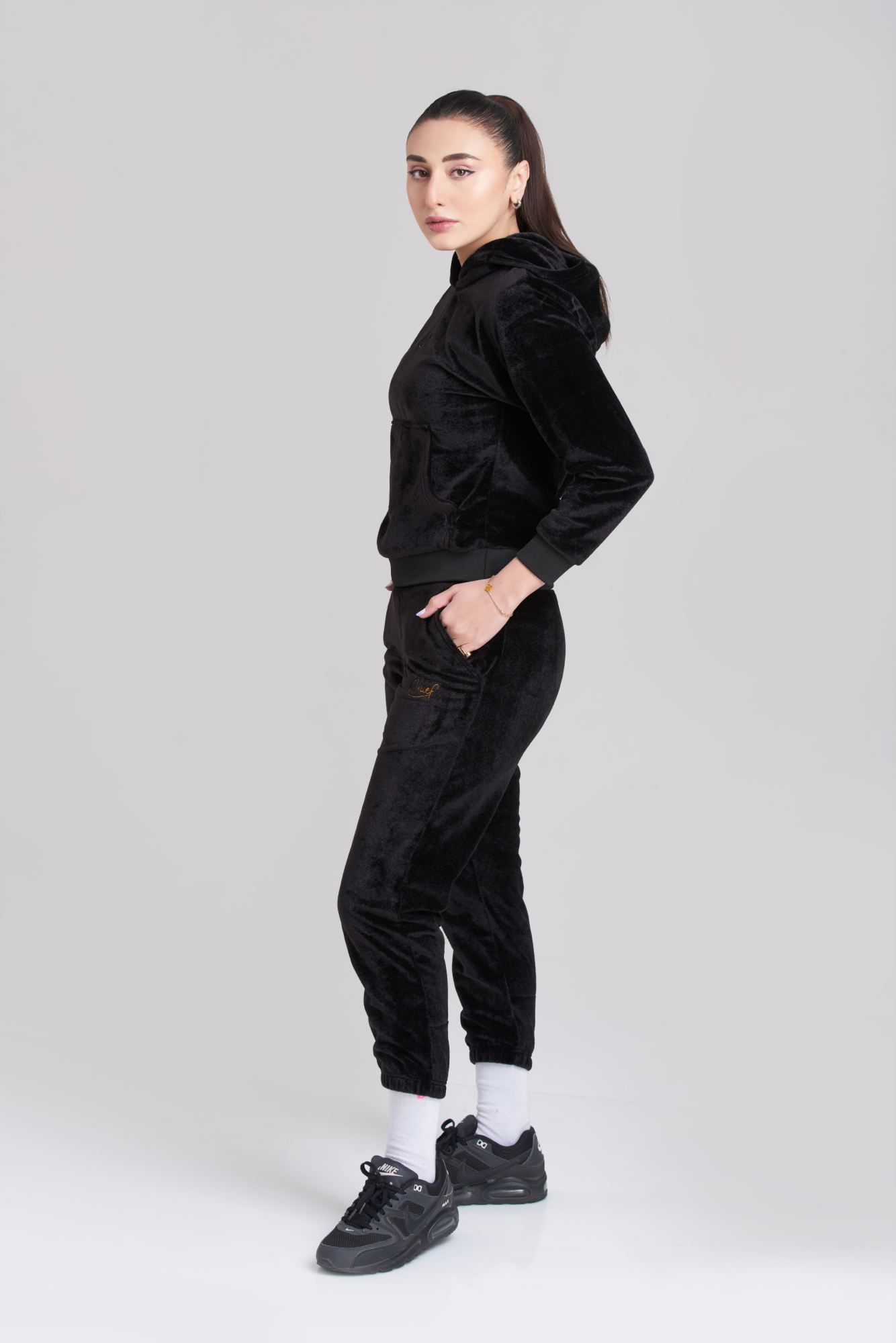 Rib Chief Velvet Hoody Tracksuit - Women