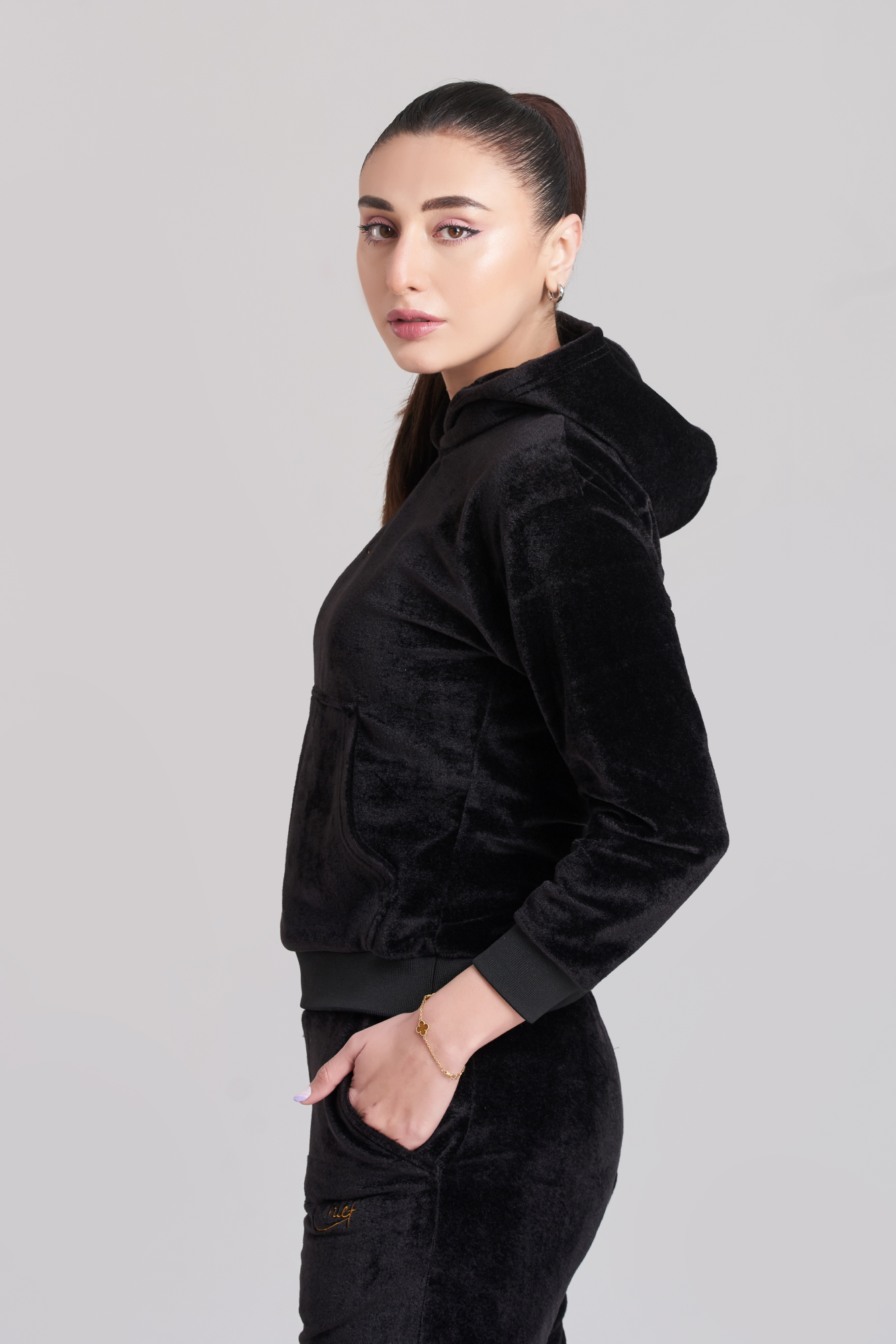 Rib Chief Velvet Hoody Tracksuit - Women
