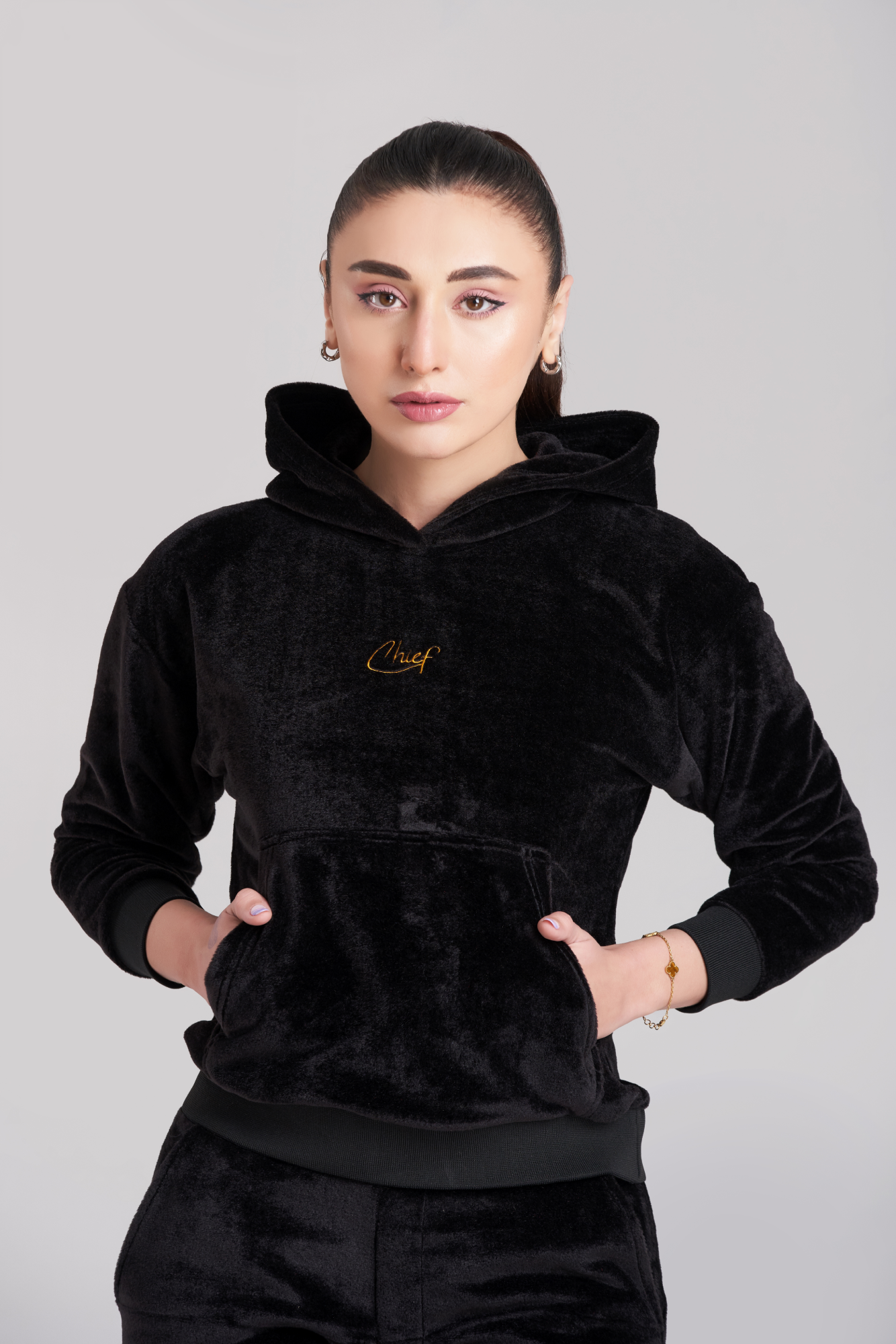 Rib Chief Velvet Hoody Tracksuit - Women