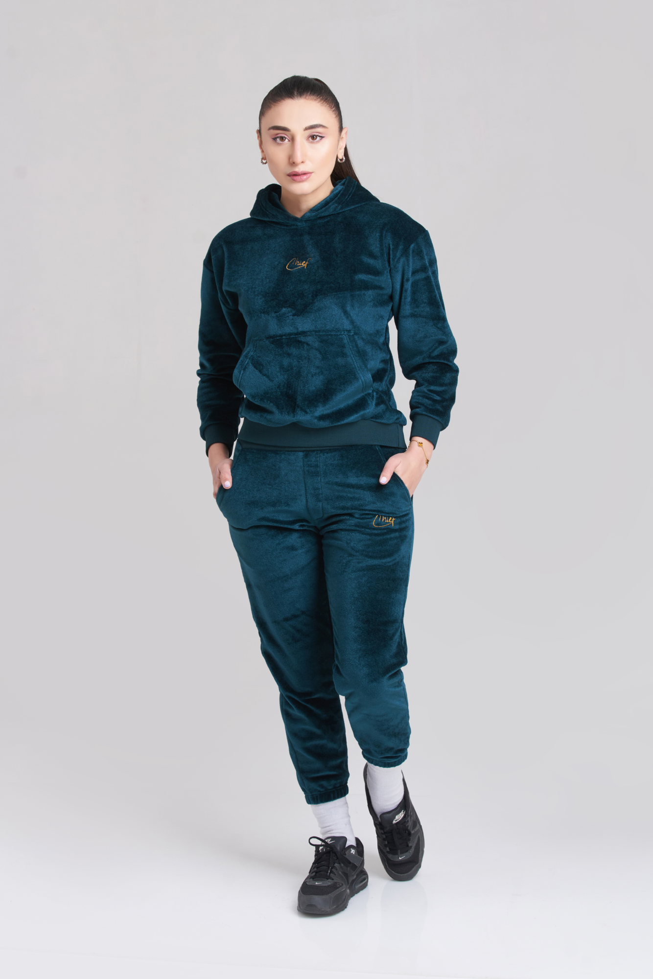 Rib Chief Velvet Hoody Tracksuit - Women