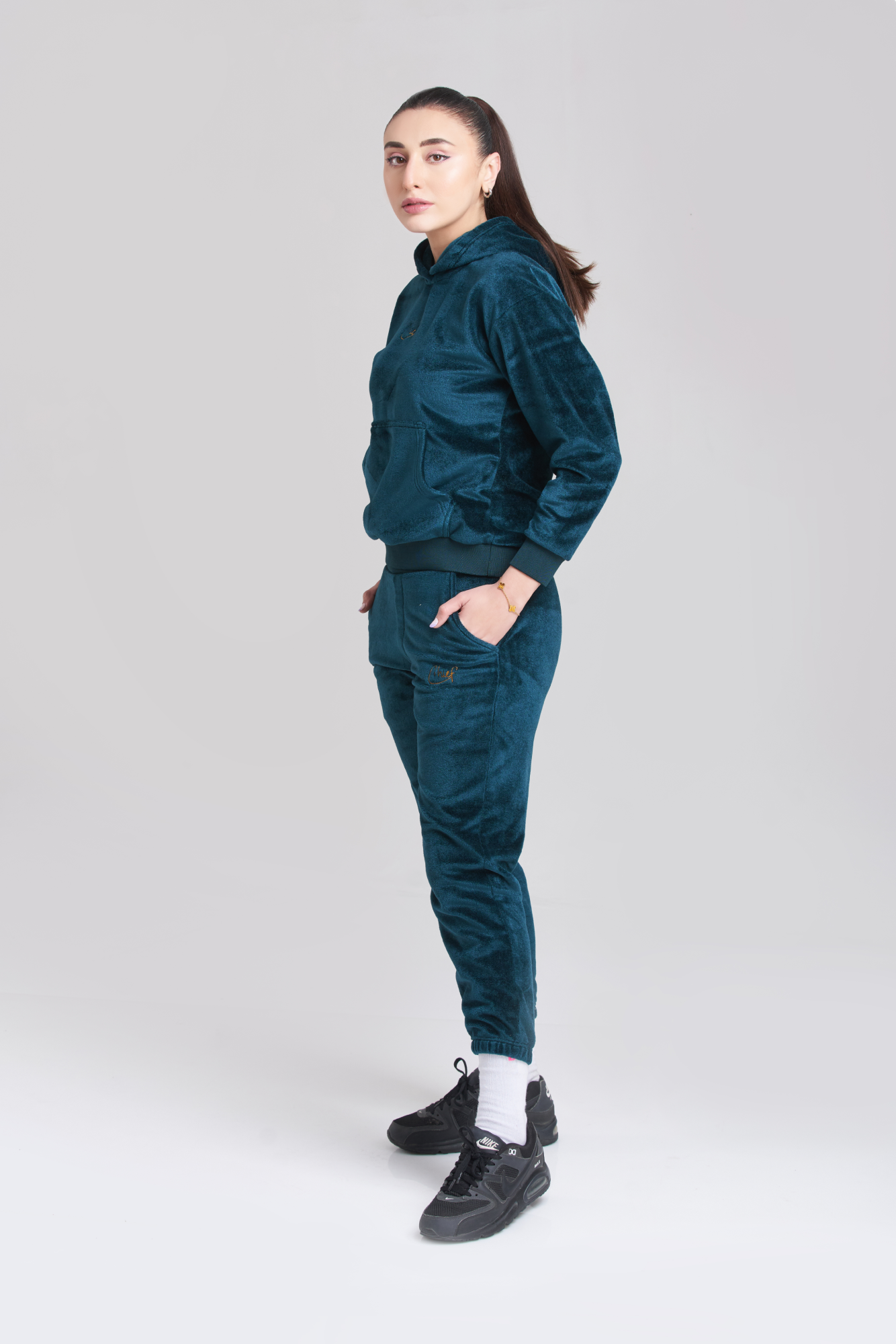 Rib Chief Velvet Hoody Tracksuit - Women