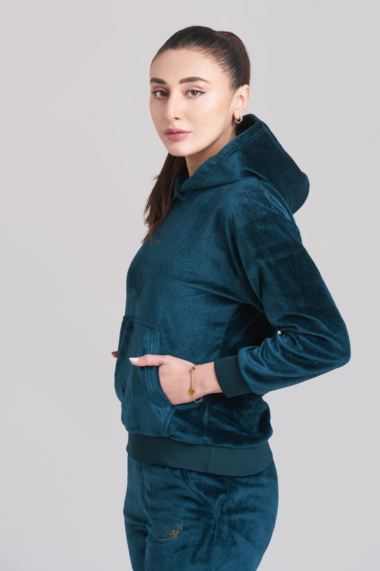 Rib Chief Velvet Hoody Tracksuit - Women