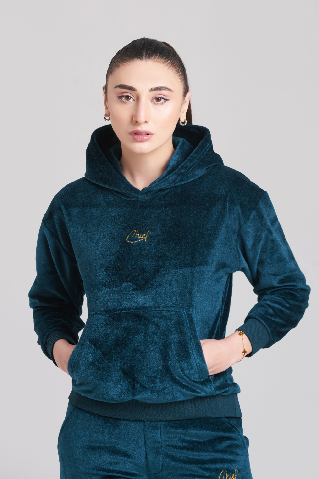 Rib Chief Velvet Hoody Tracksuit - Women