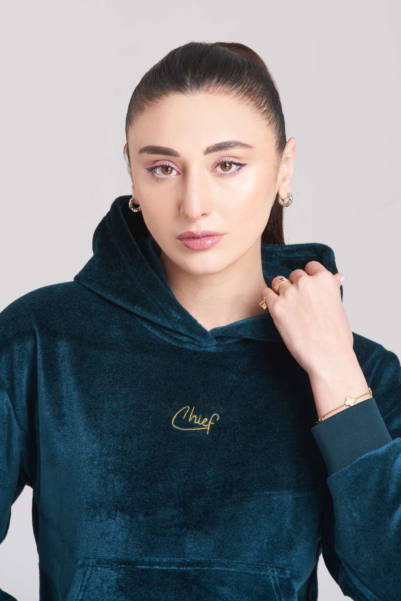 Rib Chief Velvet Hoody Tracksuit - Women