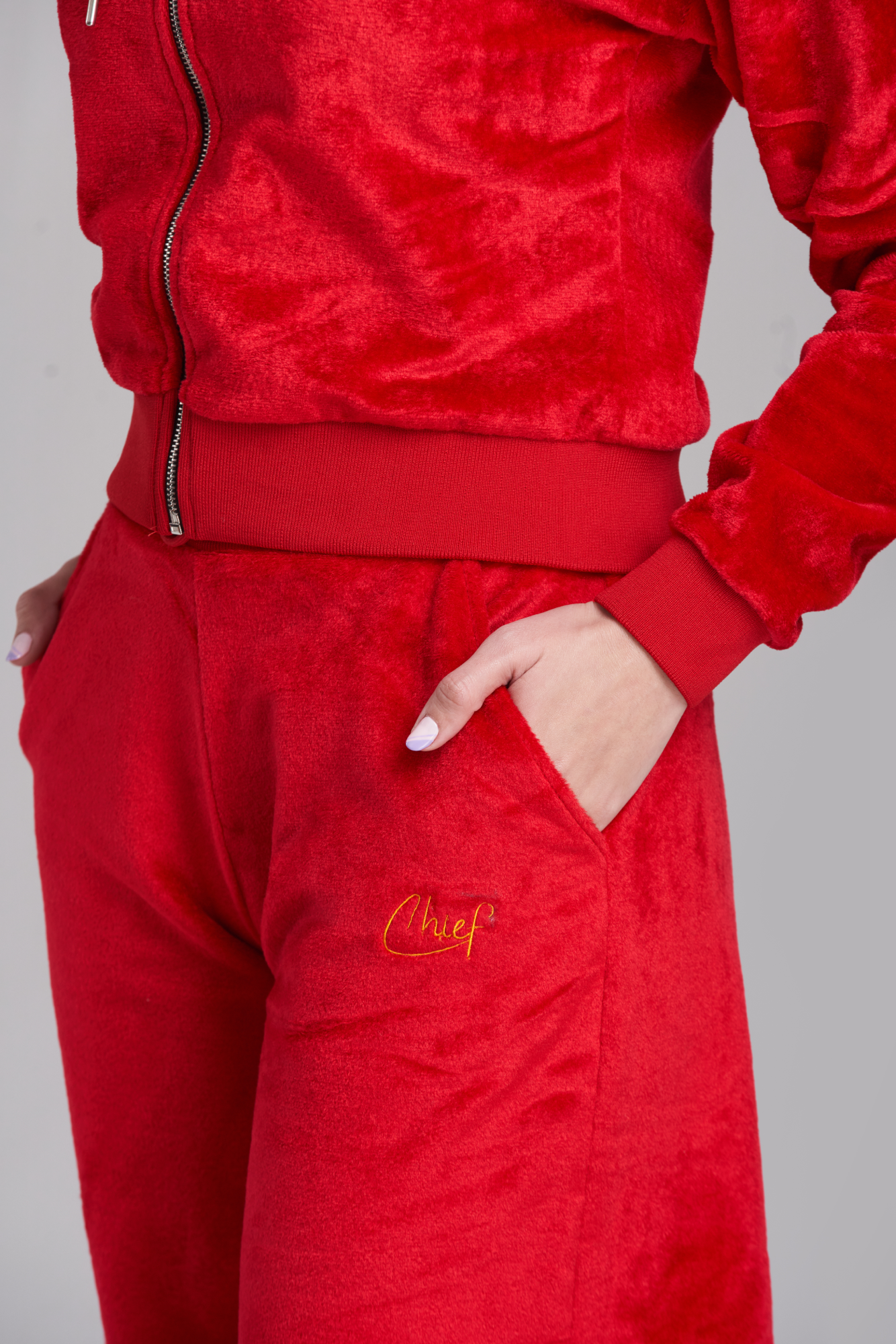 Casual Plush Zip Up Hoody Tracksuit - Women