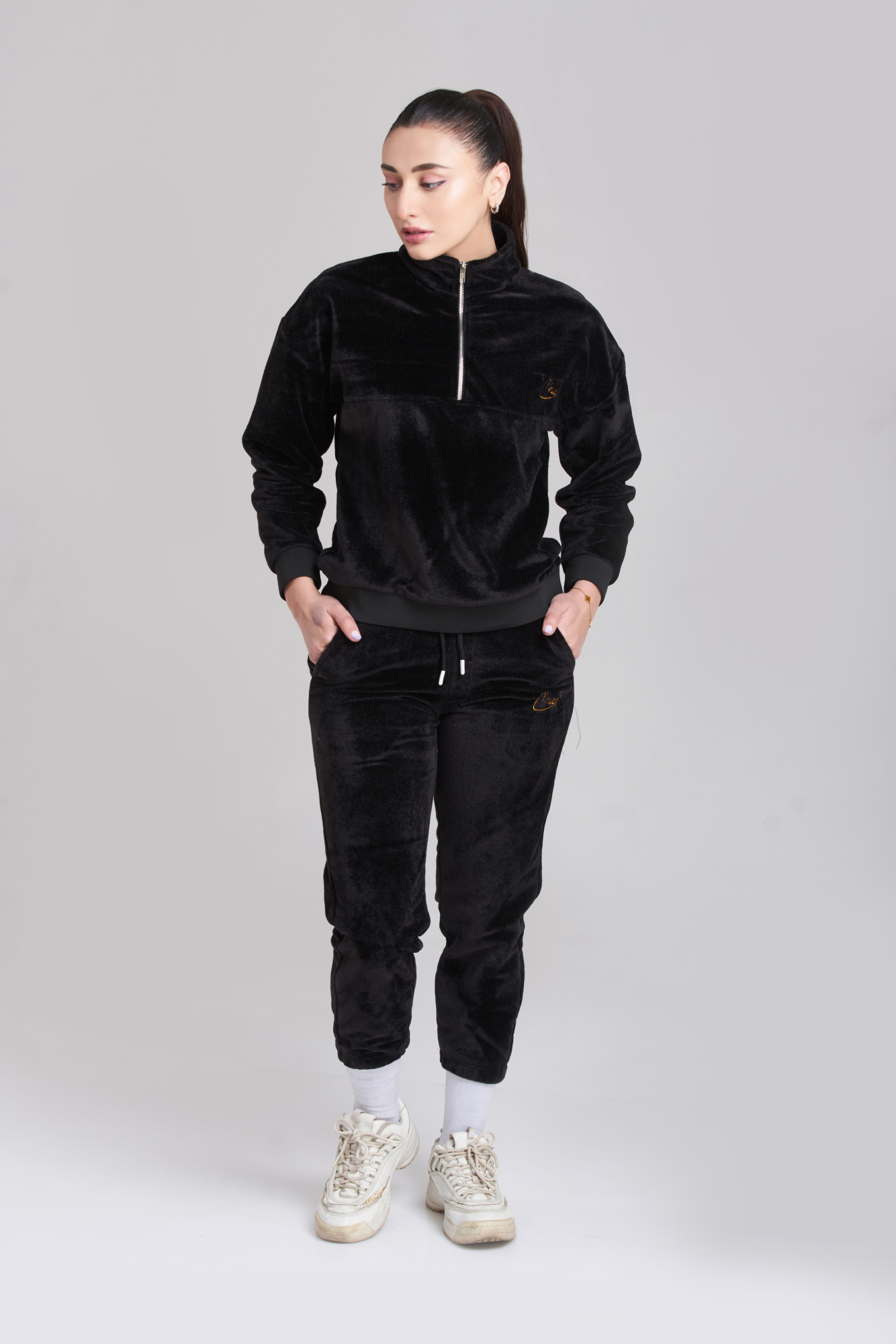 Fila Velvet Zip Black Tracksuit - Women