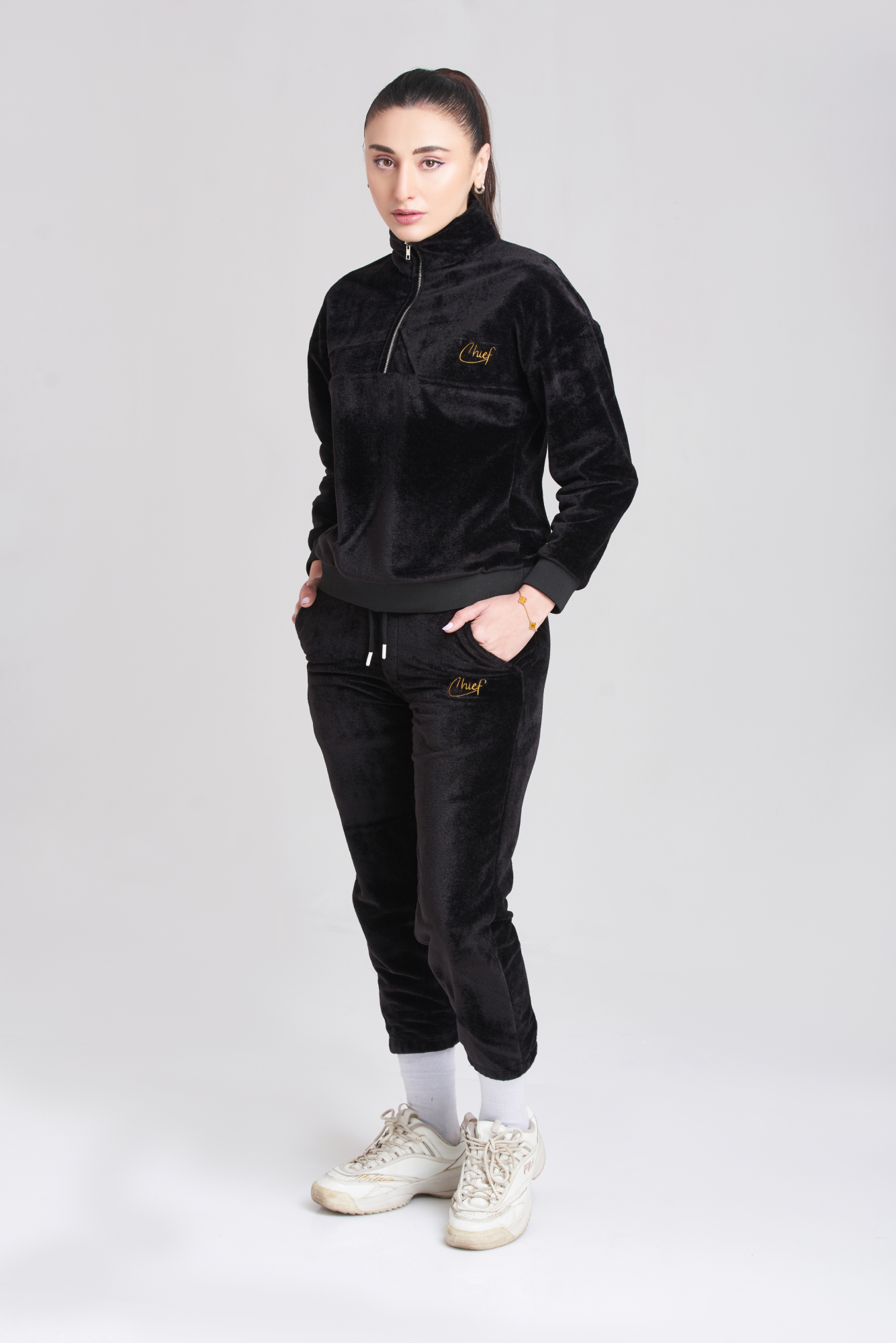 Fila Velvet Zip Black Tracksuit - Women