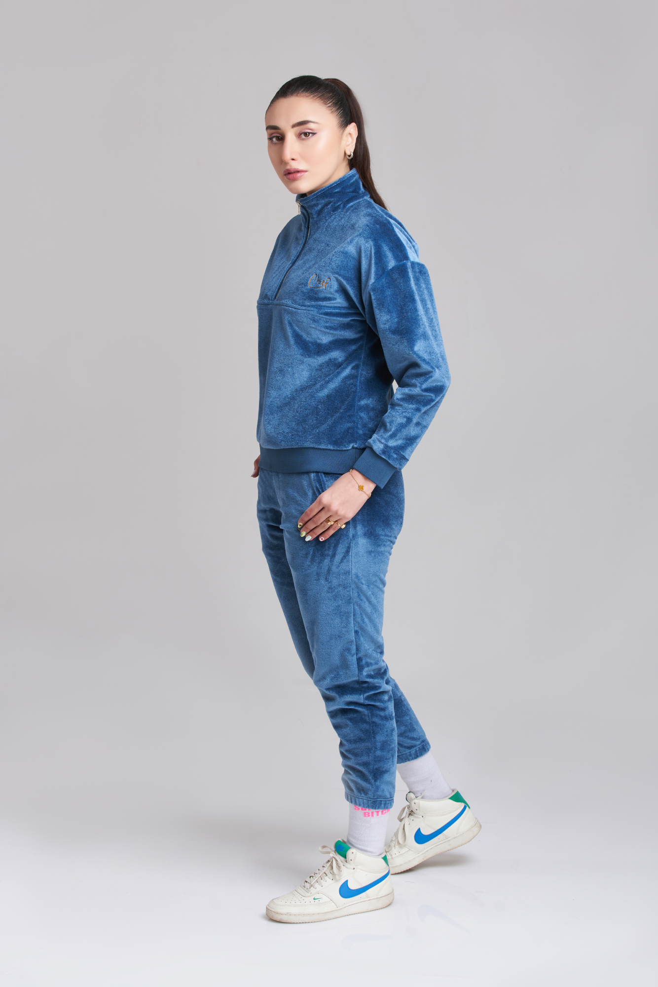 Fila Velvet Zip Blue Tracksuit - Women