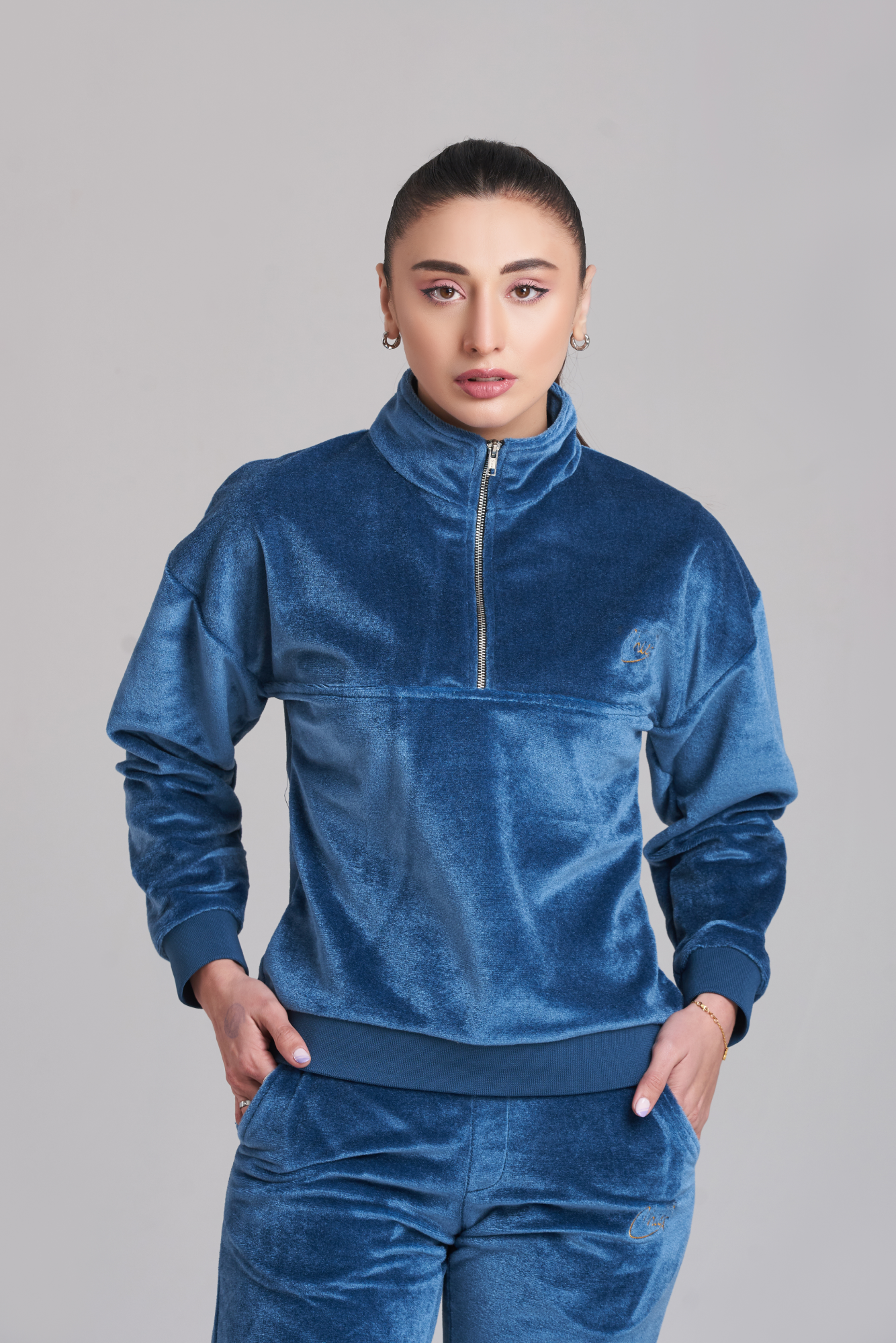 Fila Velvet Zip Blue Tracksuit - Women
