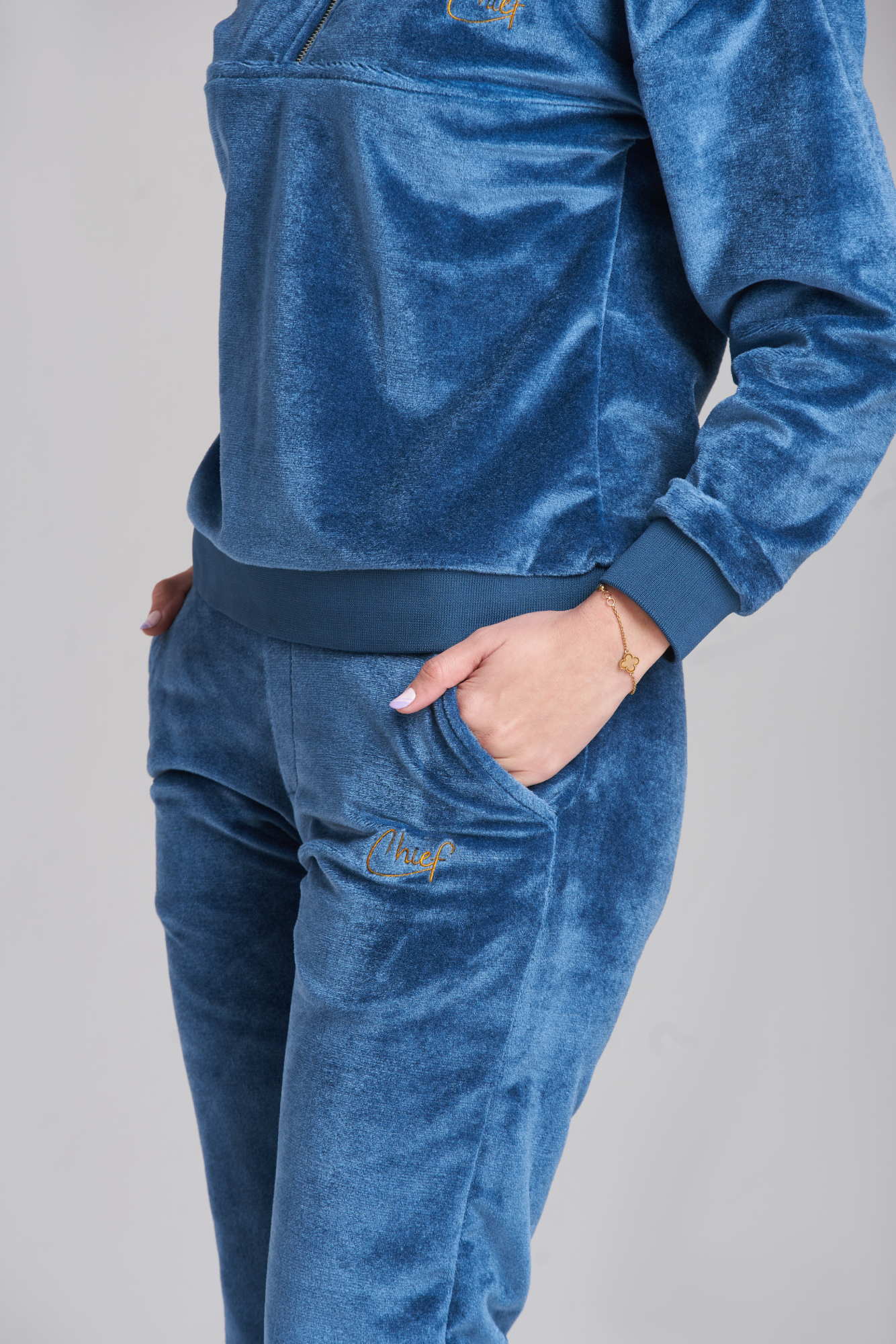 Fila Velvet Zip Blue Tracksuit - Women