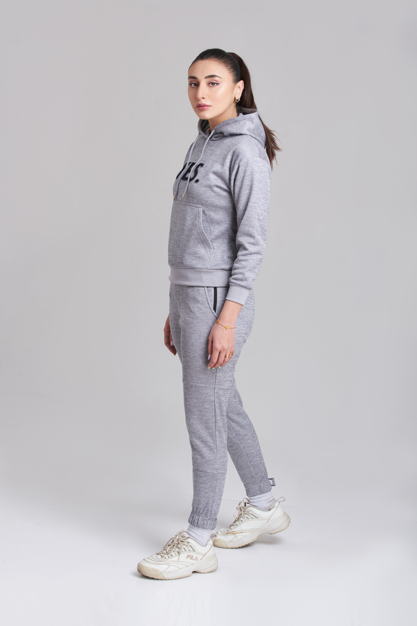 Braves-Vibes Gray Hoody Tracksuit - Women