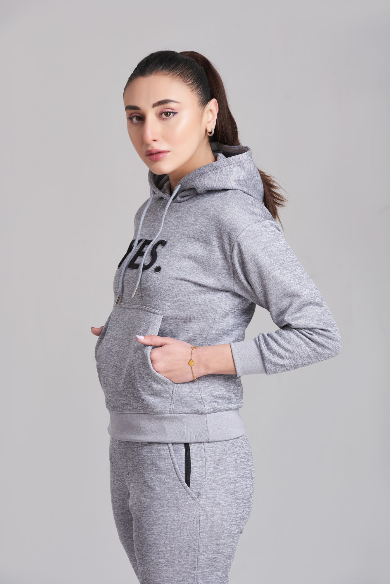 Braves-Vibes Gray Hoody Tracksuit - Women
