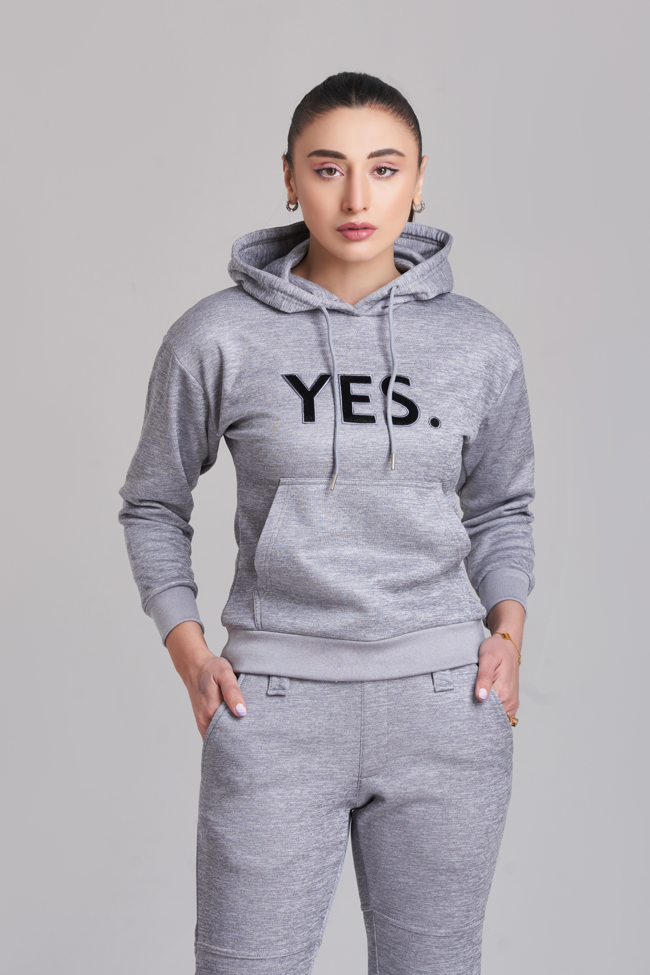 Braves-Vibes Gray Hoody Tracksuit - Women